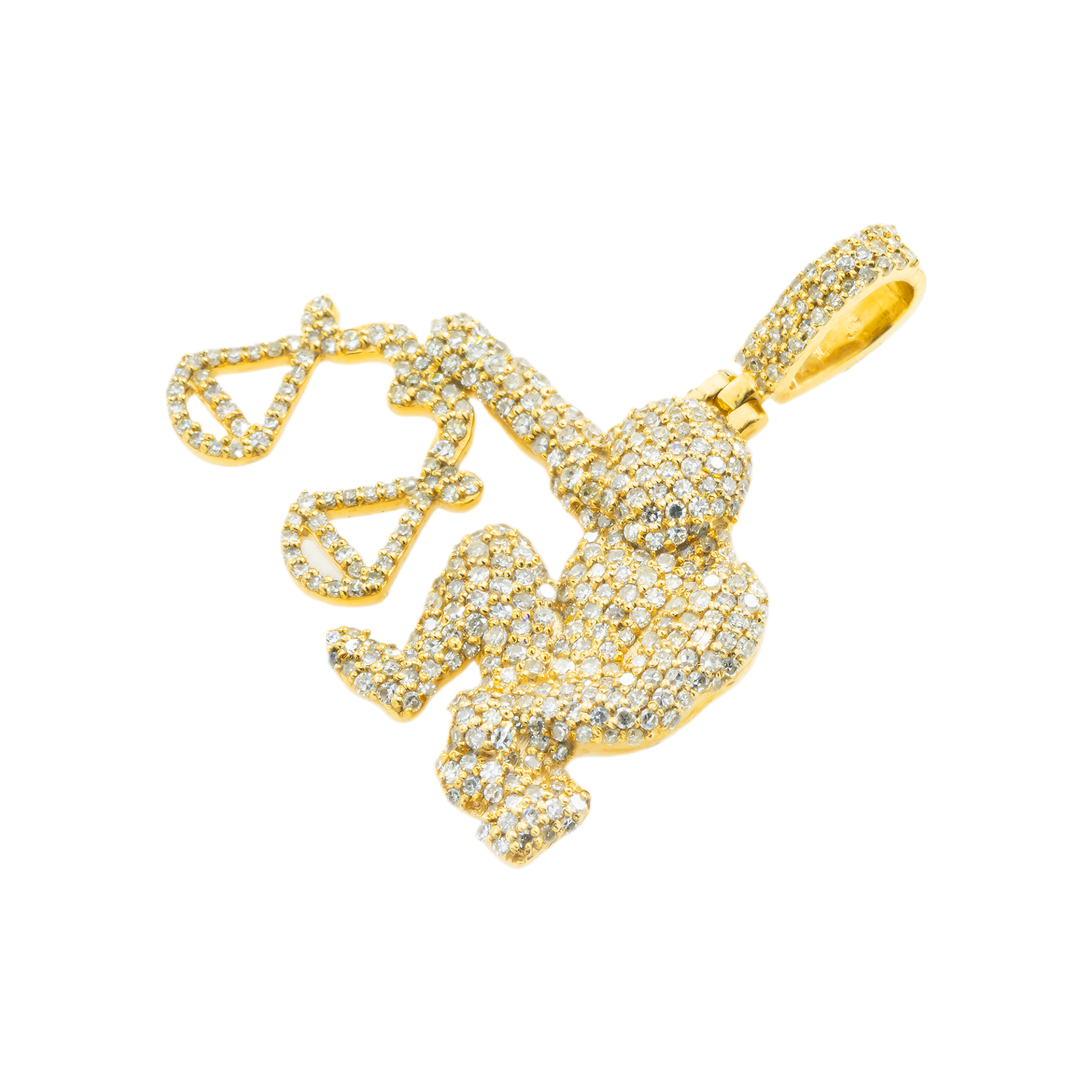 10K GOLD DIAMOND GORILLA HOLDING SCALES PENDANT 1.25 CT