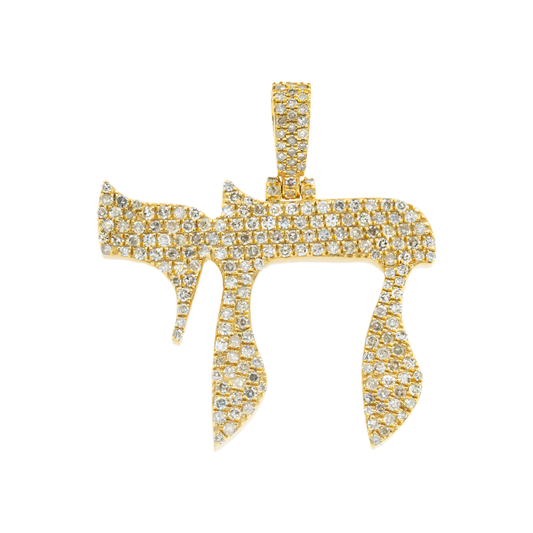 14K GOLD DIAMOND CHAI PENDANT 0.64 CT