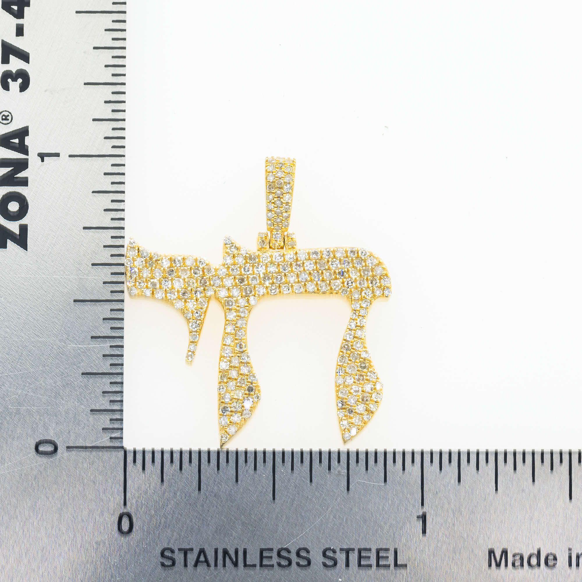 14K GOLD DIAMOND CHAI PENDANT 0.64 CT