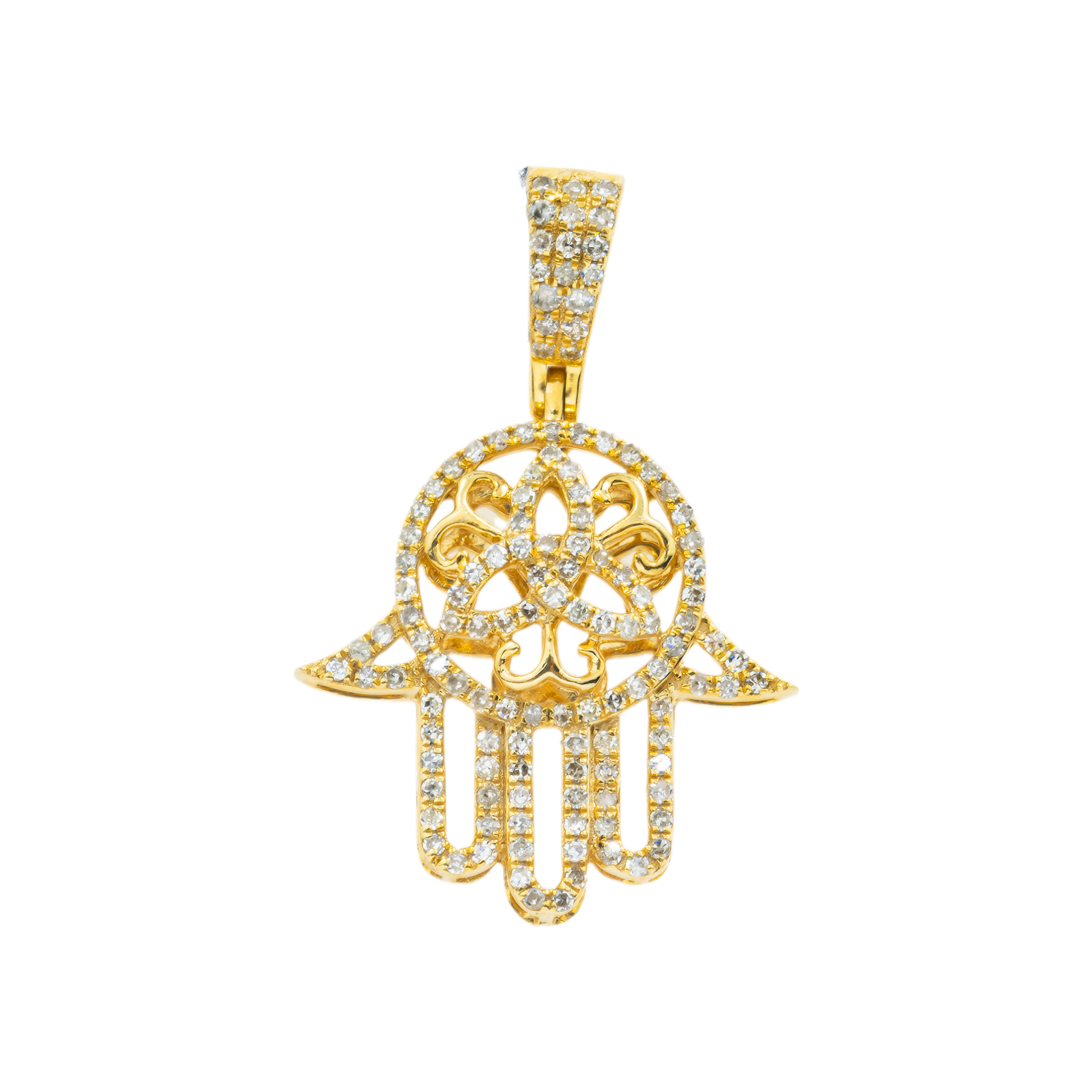 14K GOLD DIAMOND HAMSA PENDANT 0.50 CT