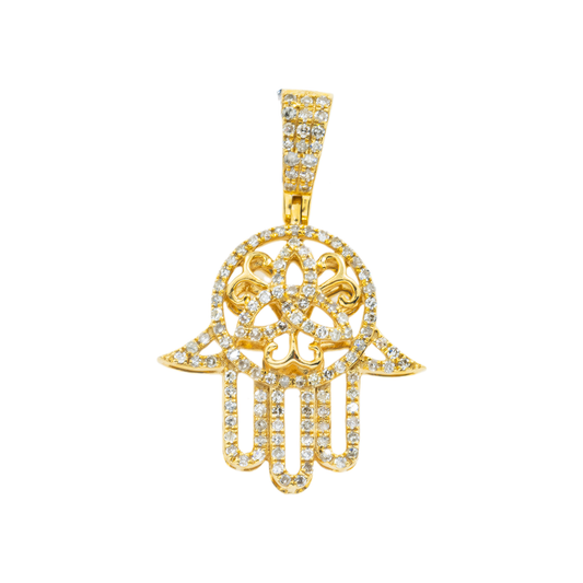 14K GOLD DIAMOND HAMSA PENDANT 0.50 CT