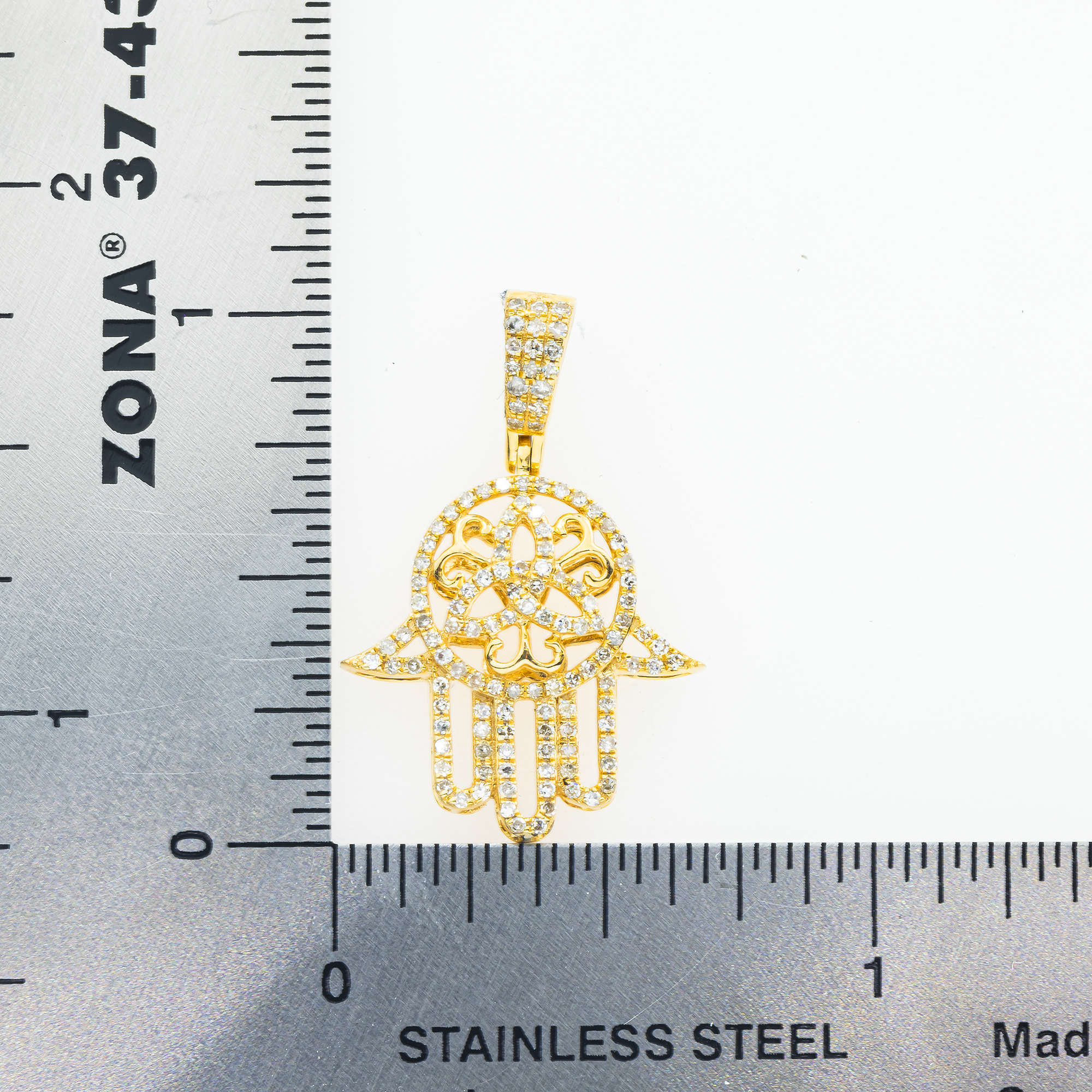 14K GOLD DIAMOND HAMSA PENDANT 0.50 CT