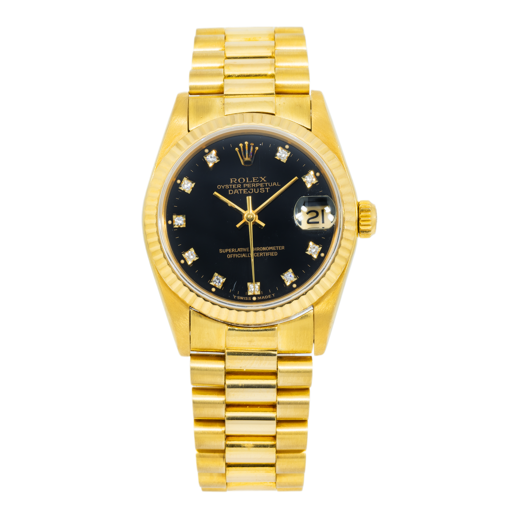 Rolex Datejust 68278 31MM Black Diamond Dial With Yellow Gold Presidential Bracelet