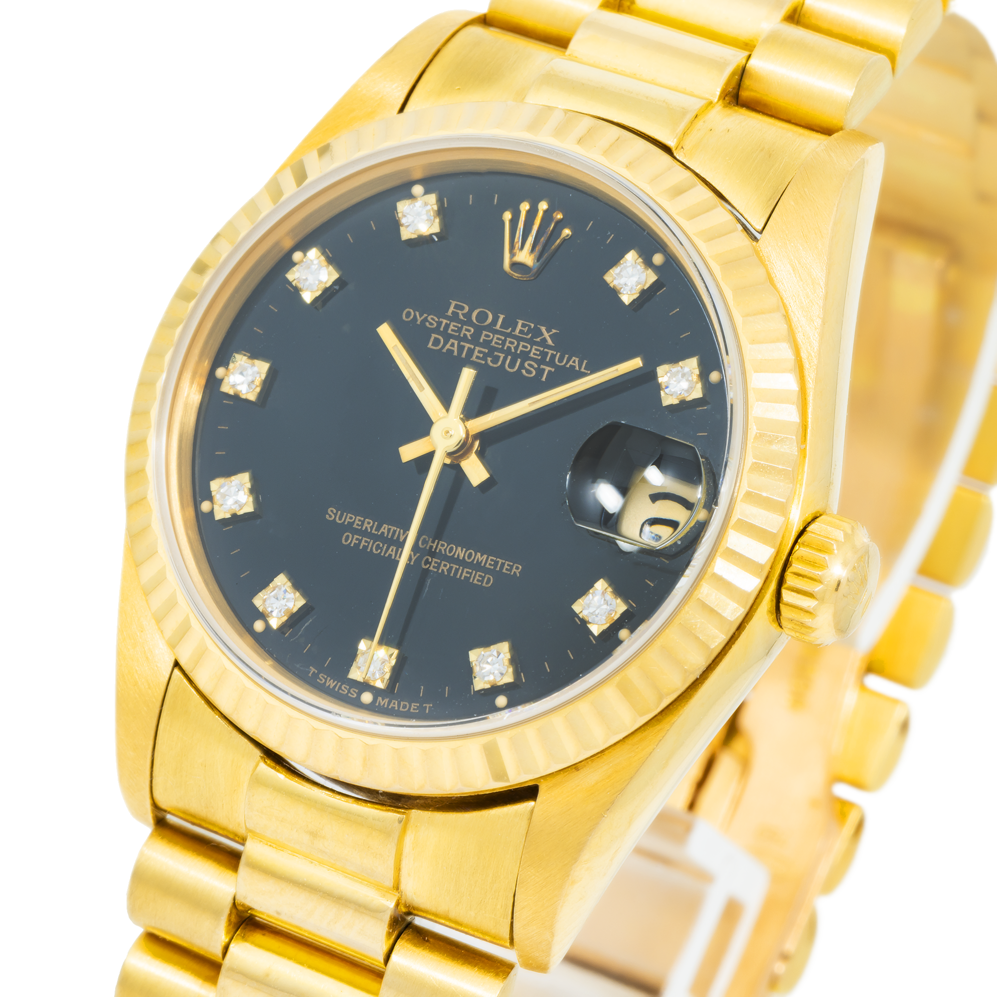 Rolex Datejust 68278 31MM Black Diamond Dial With Yellow Gold Presidential Bracelet