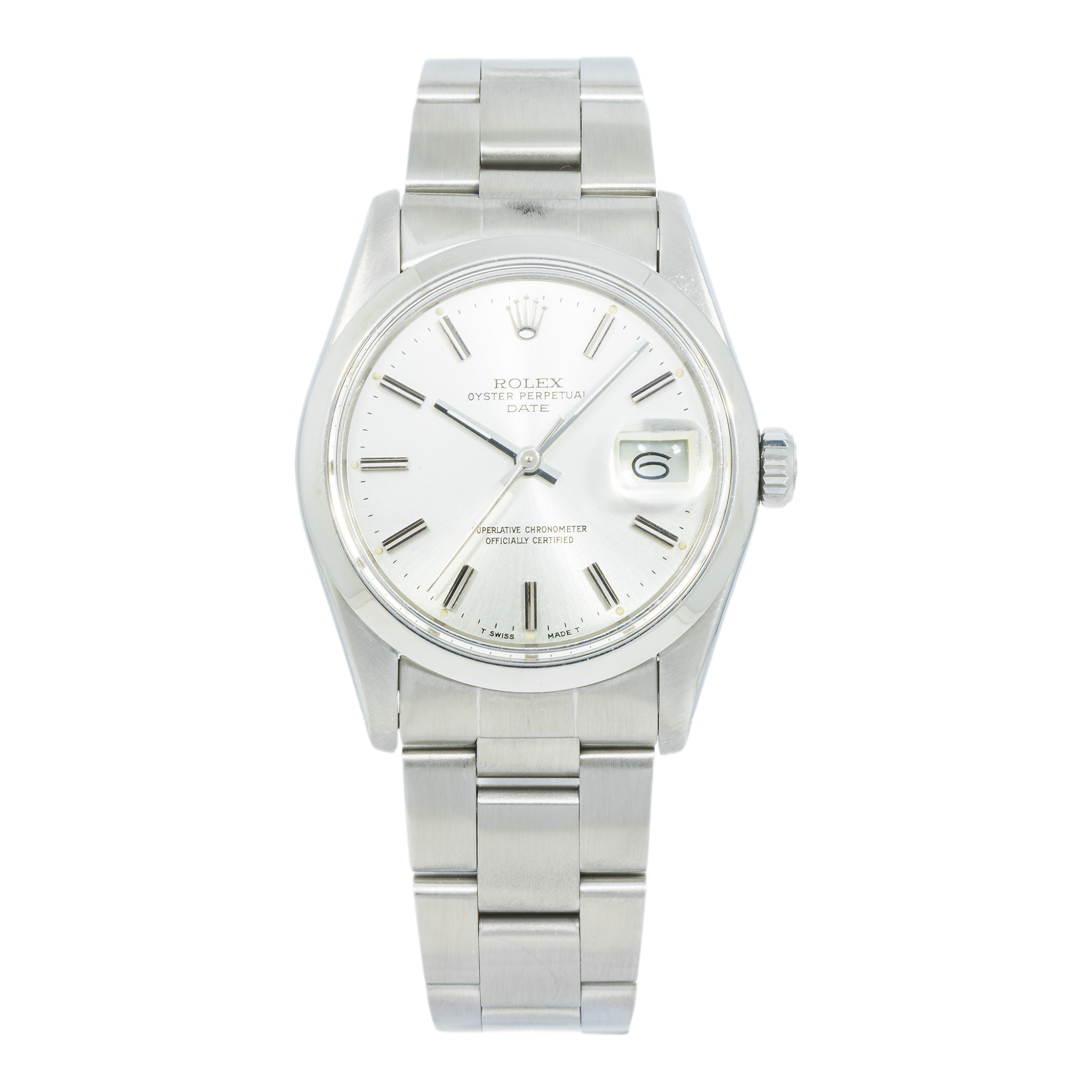 Rolex Oyster Perpetual Date 15000 34MM Silver Dial With Stainless Steel Oyster Bracelet