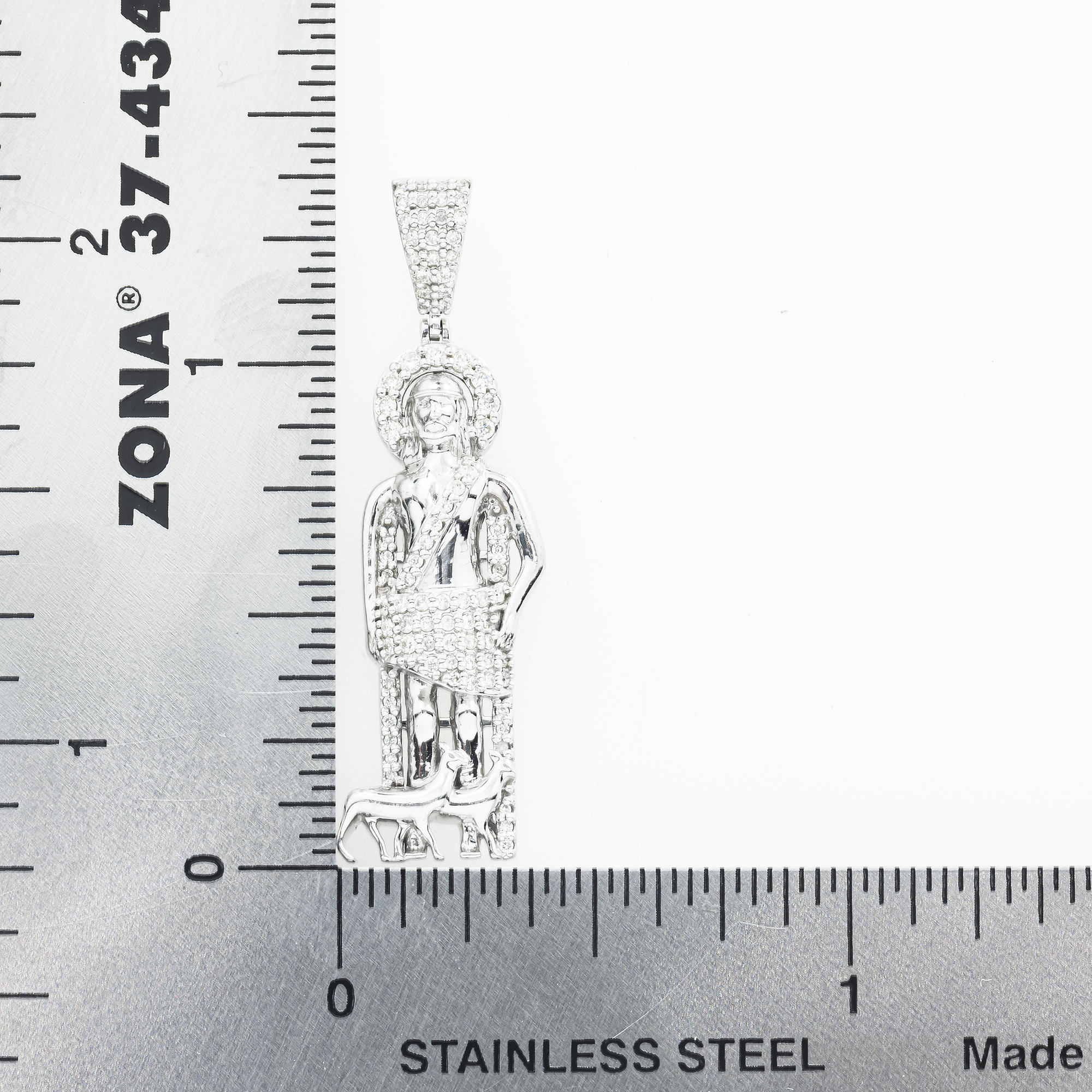 10K GOLD DIAMOND SAINT LAZARUS OF BETHANY PENDANT 0.90 CT