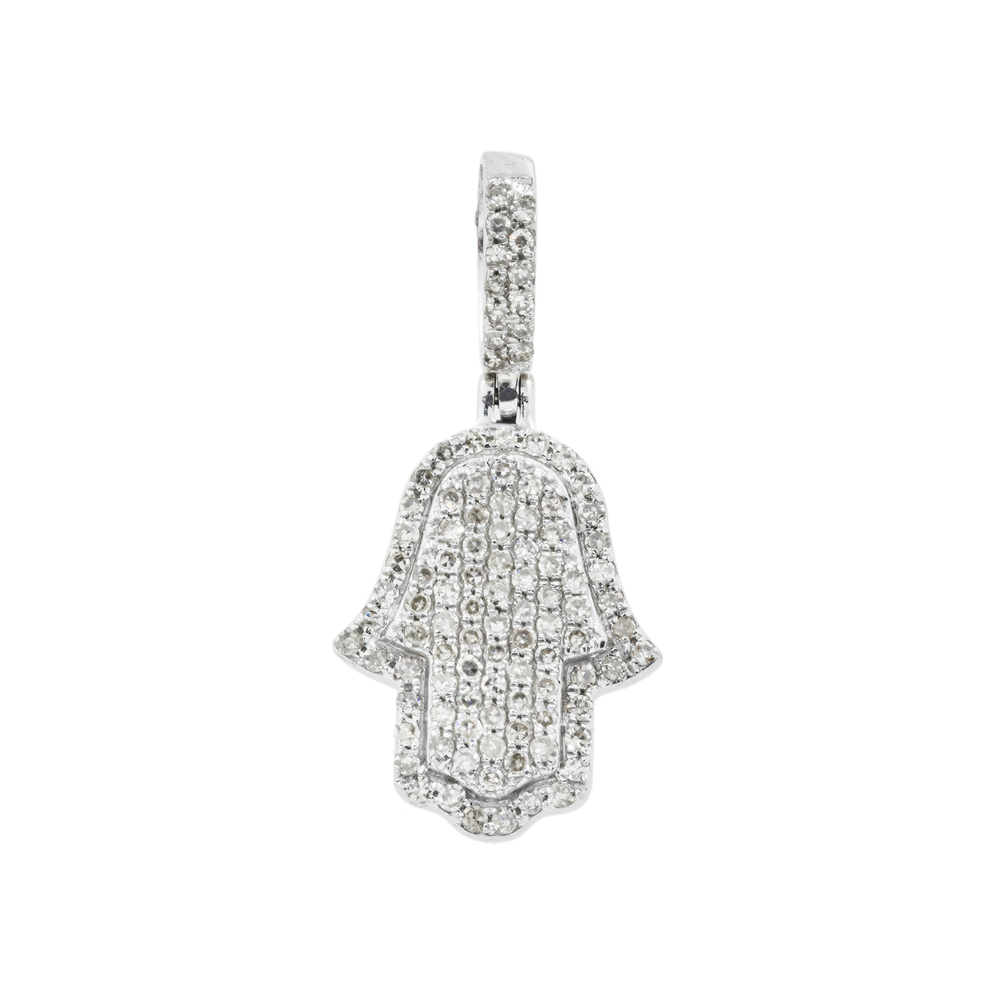 14K GOLD DIAMOND HAMSA PENDANT 0.39 CT