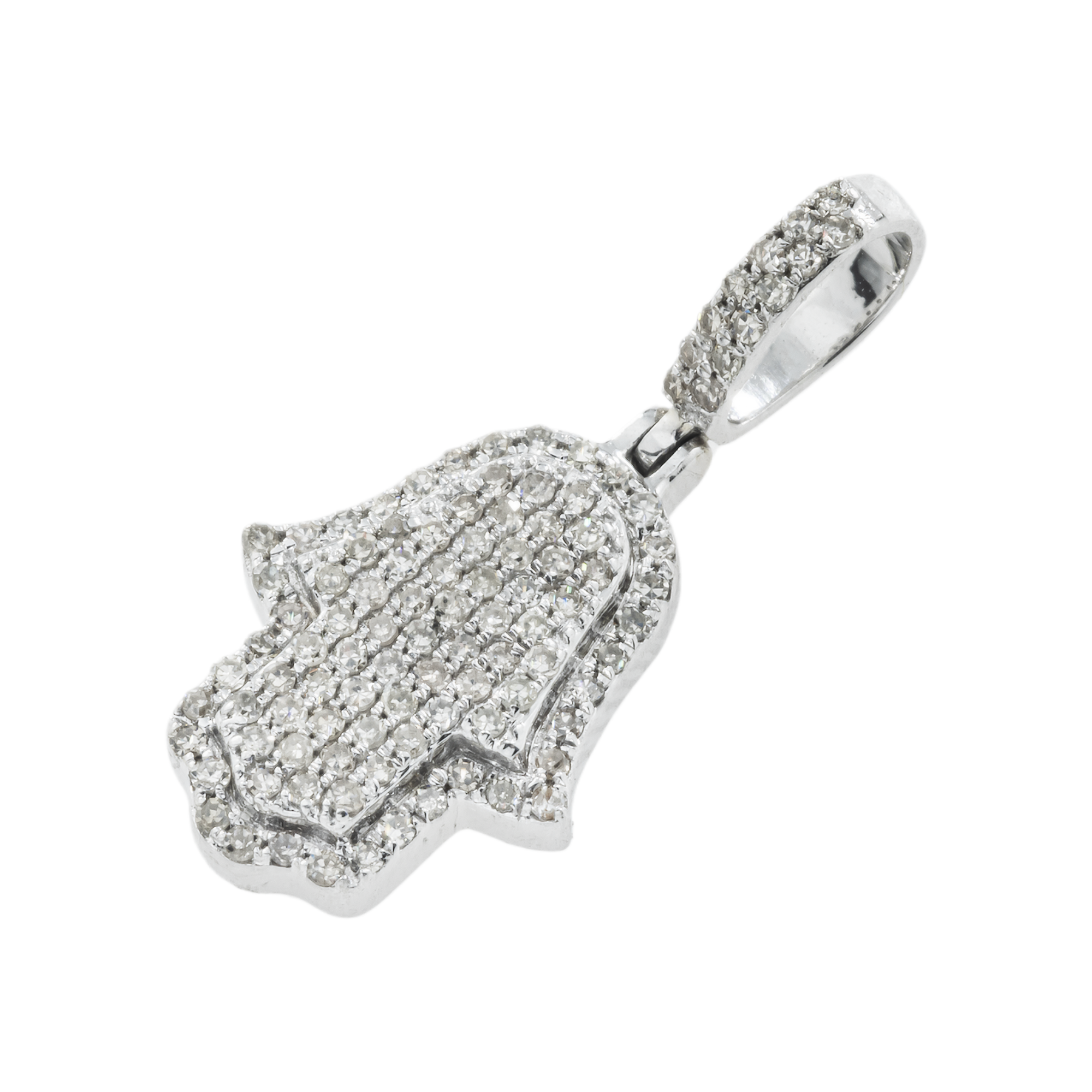 14K GOLD DIAMOND HAMSA PENDANT 0.39 CT