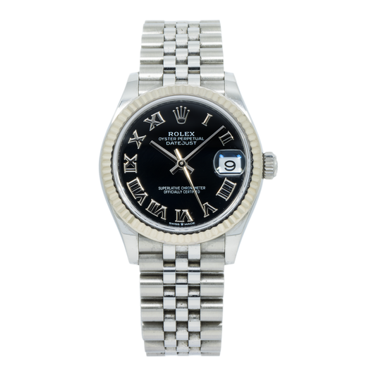 Rolex Datejust 278274 31MM Black Roman Dial With White Gold Fluted Bezel And Jubilee Bracelet