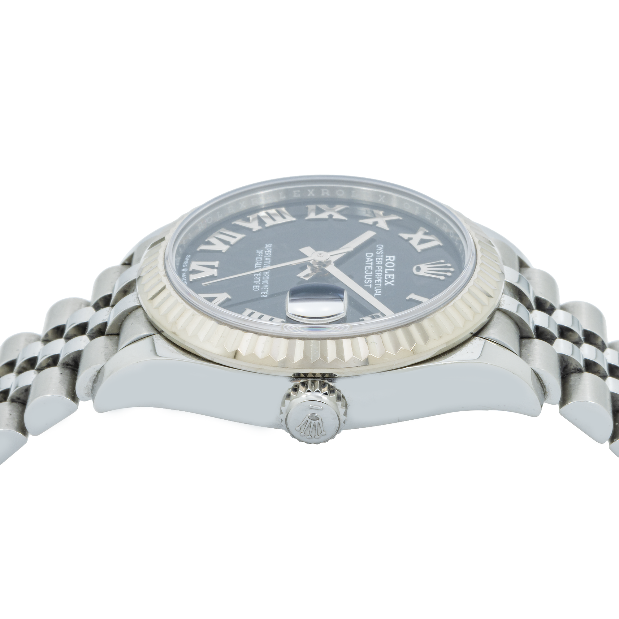 Rolex Datejust 278274 31MM Black Roman Dial With White Gold Fluted Bezel And Jubilee Bracelet