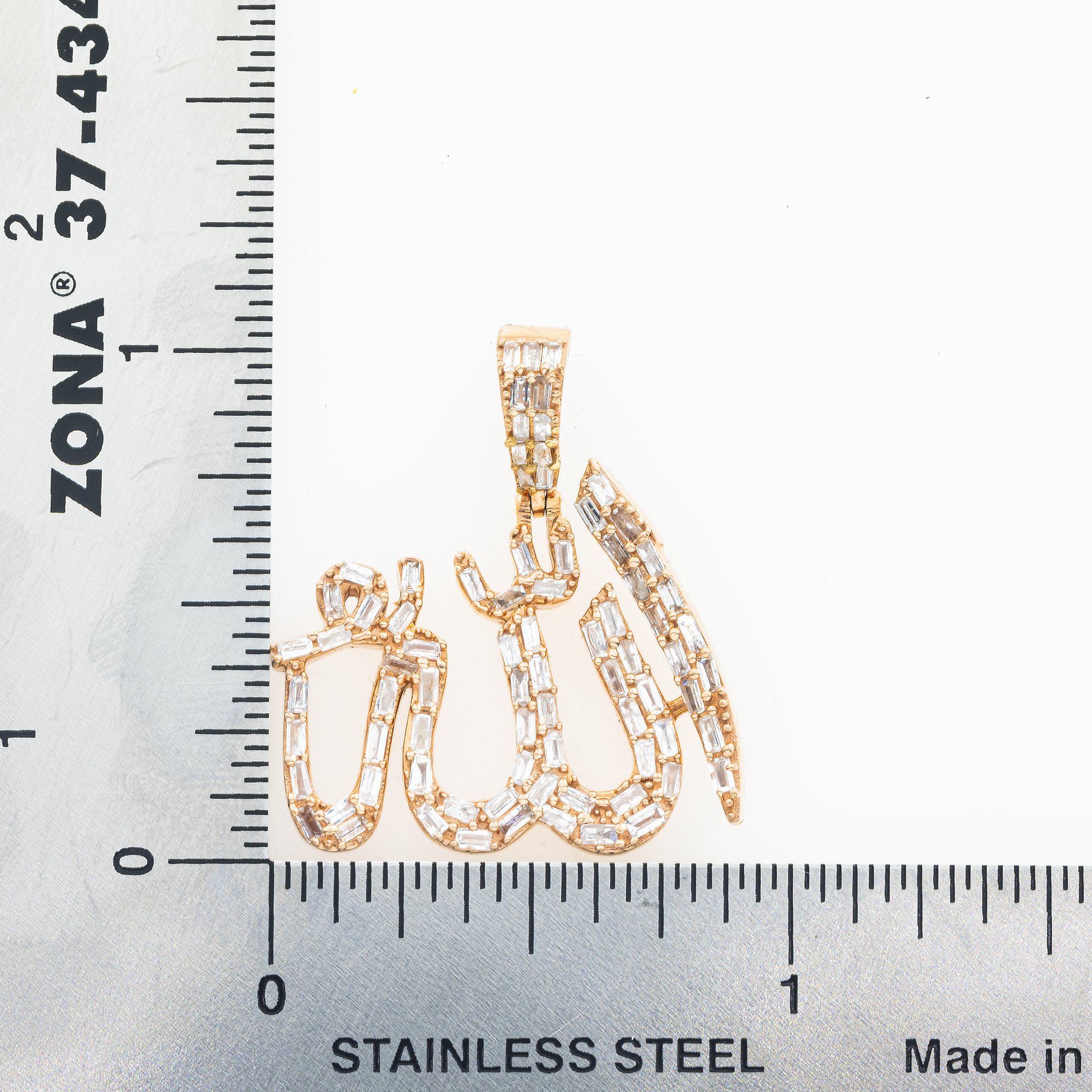 10K GOLD BAGUETTE DIAMOND ALLAH PENDANT 0.83 CT