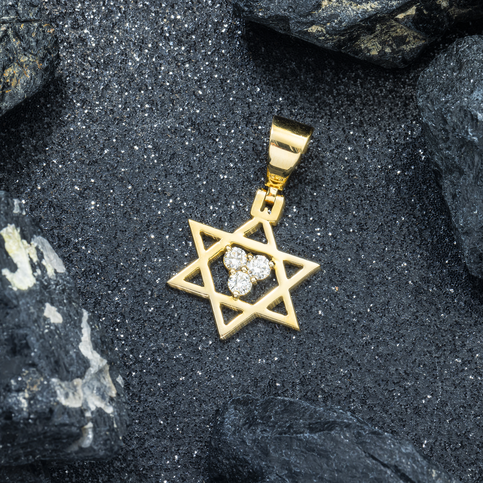 14K GOLD DIAMOND STAR OF DAVID PENDANT 0.40 CT