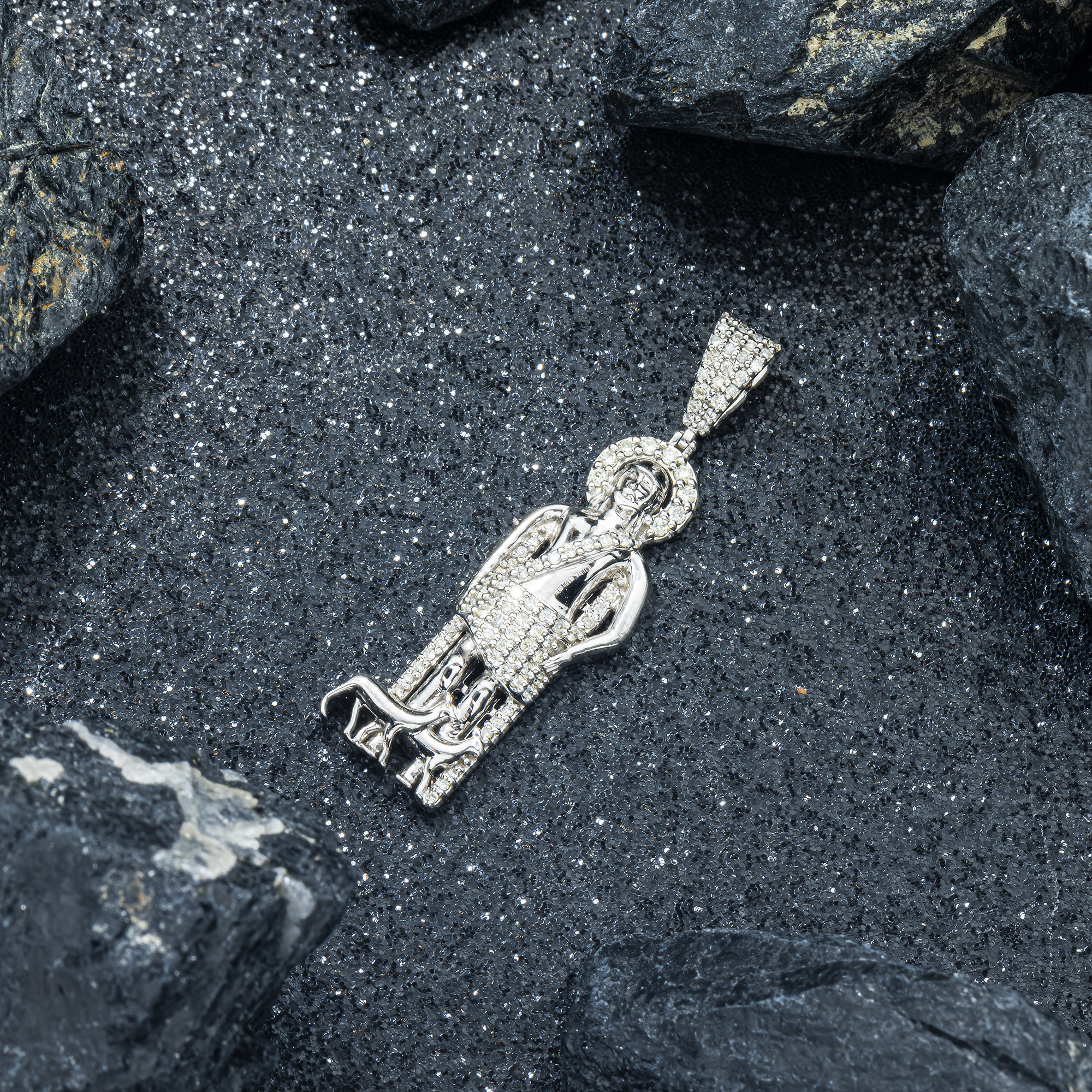 10K GOLD DIAMOND SAINT LAZARUS OF BETHANY PENDANT 0.90 CT