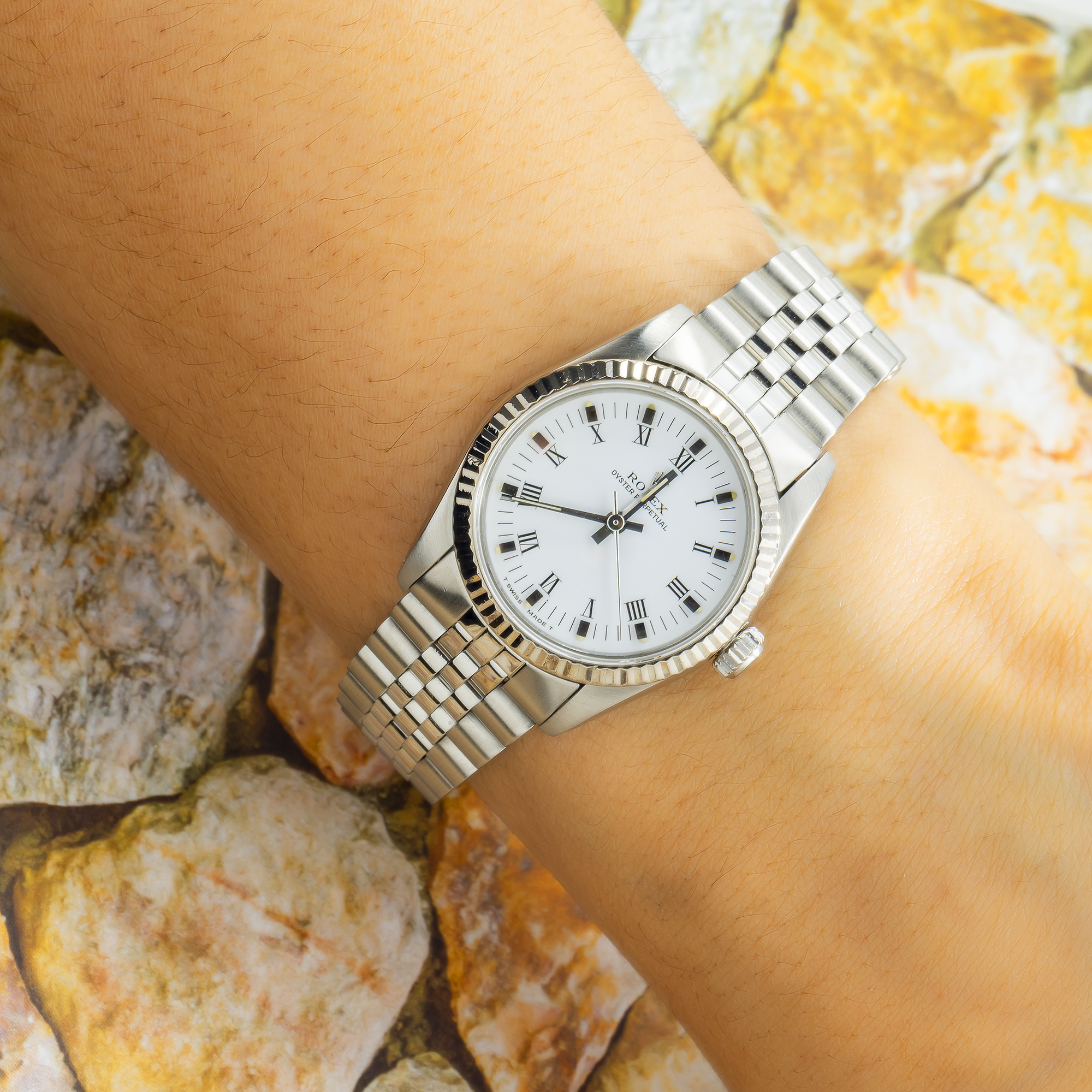 Rolex Oyster Perpetual 67514 31MM White Dial With Stainless Steel Jubilee Bracelet