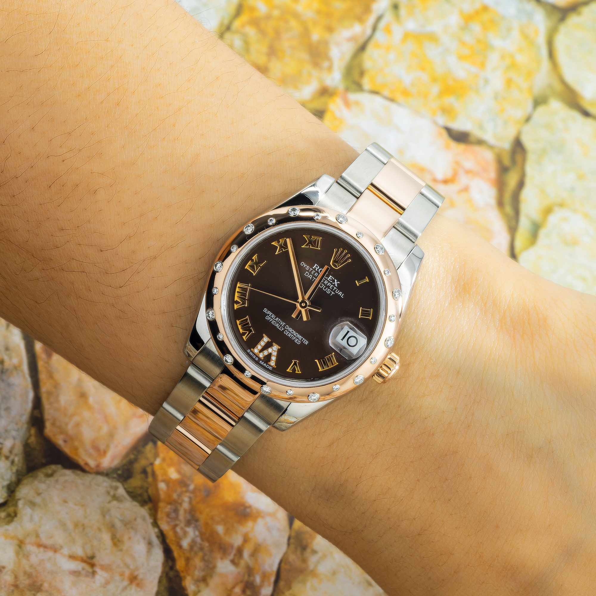 Rolex Lady-Datejust 178341 31MM Chocolate Diamond Dial And Bezel With Two Tone Oyster Bracelet