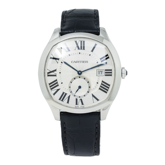 Cartier Drive WSNM0004 41MM Silver Guilloche Dial With Black Alligator Strap