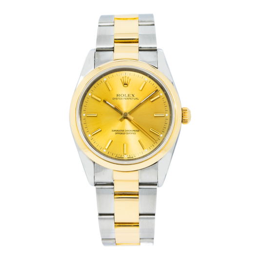 Rolex Oyster Perpetual 14203 34MM Champagne Dial With Two-Tone Oyster Bracelet