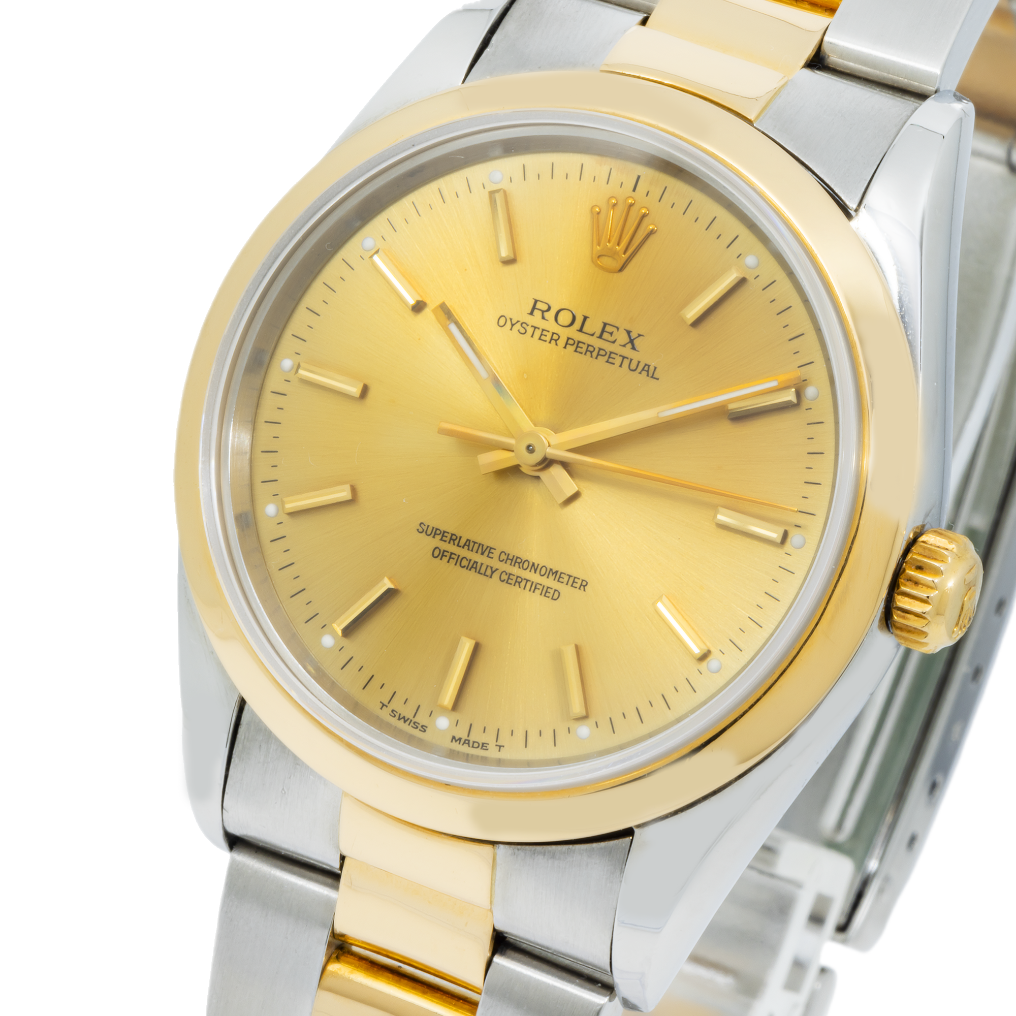 Rolex Oyster Perpetual 14203 34MM Champagne Dial With Two-Tone Oyster Bracelet