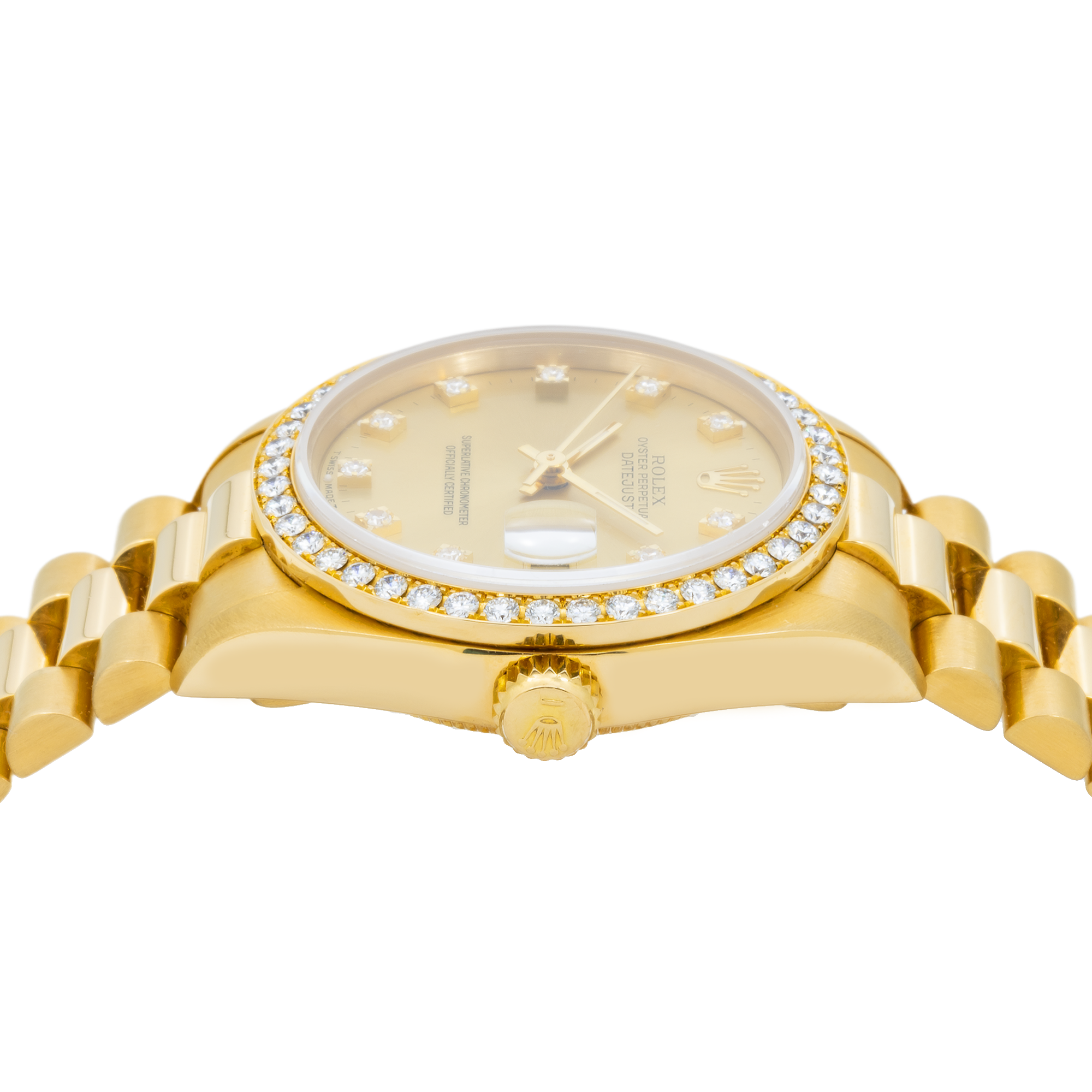 Rolex Datejust 68288 31MM Champagne Diamond Dial And Bezel With Yellow Gold Presidential Bracelet
