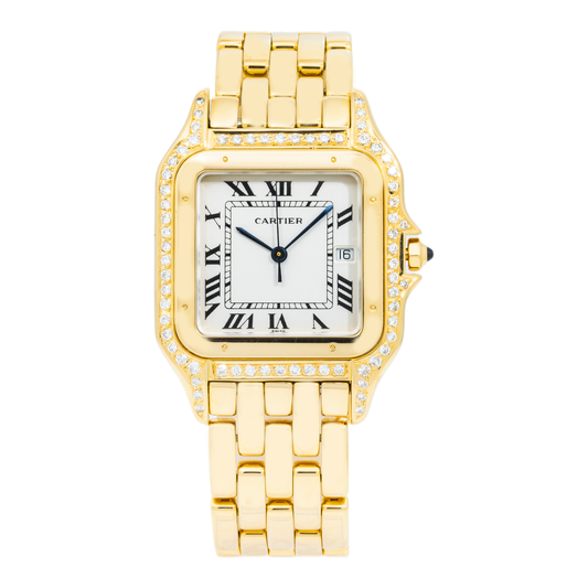Cartier Panthère 88396 27MM White Dial With Diamond Bezel And Yellow Gold Bracelet