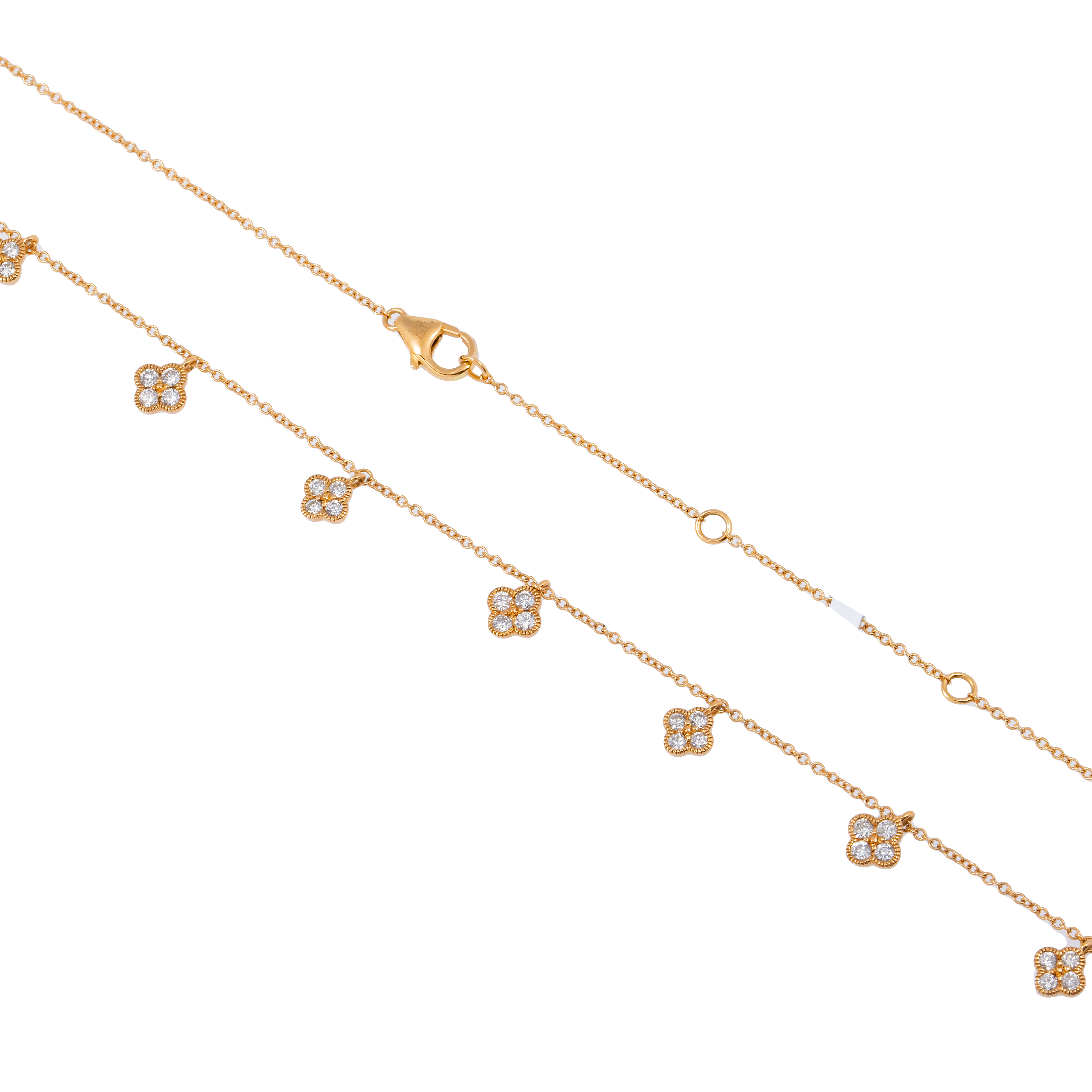 18K GOLD ROUND DIAMOND CLOVER NECKLACE 0.50 CT