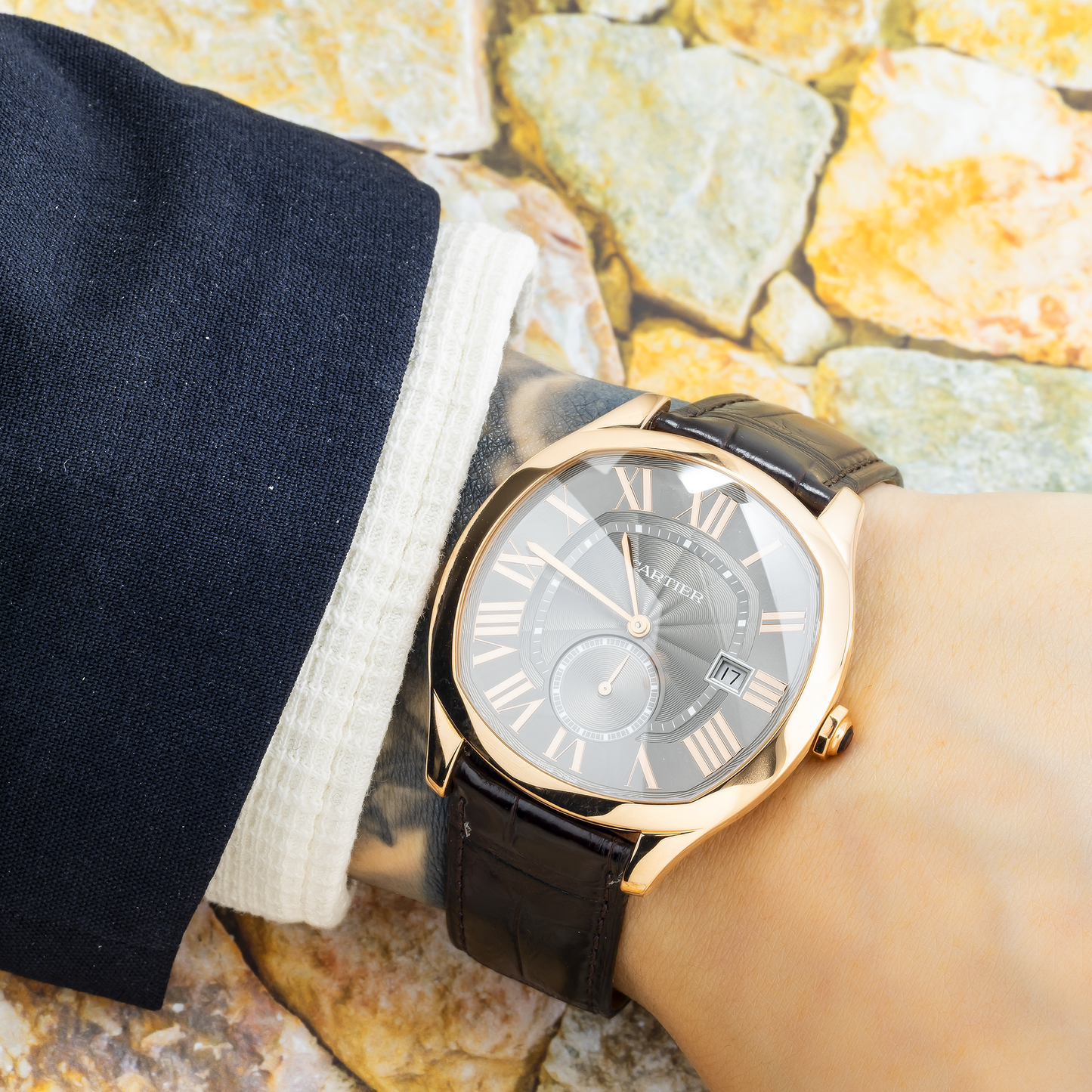Cartier Drive WGNM0004 41MM Rose Gold Grey Dial With Alligator Bracelet