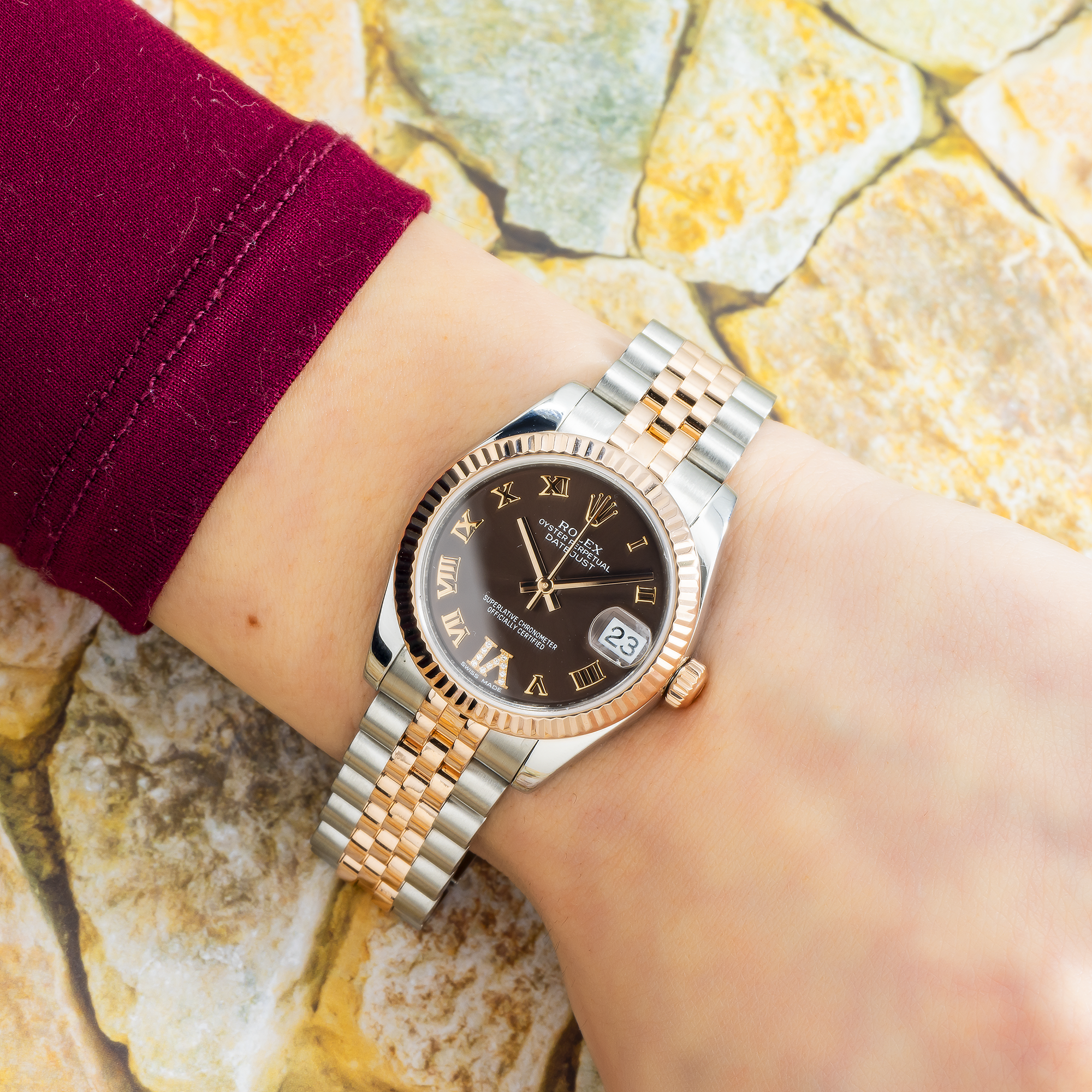 Rolex Datejust 178271 31MM Chocolate Roman Dial With Two Tone Jubilee Bracelet