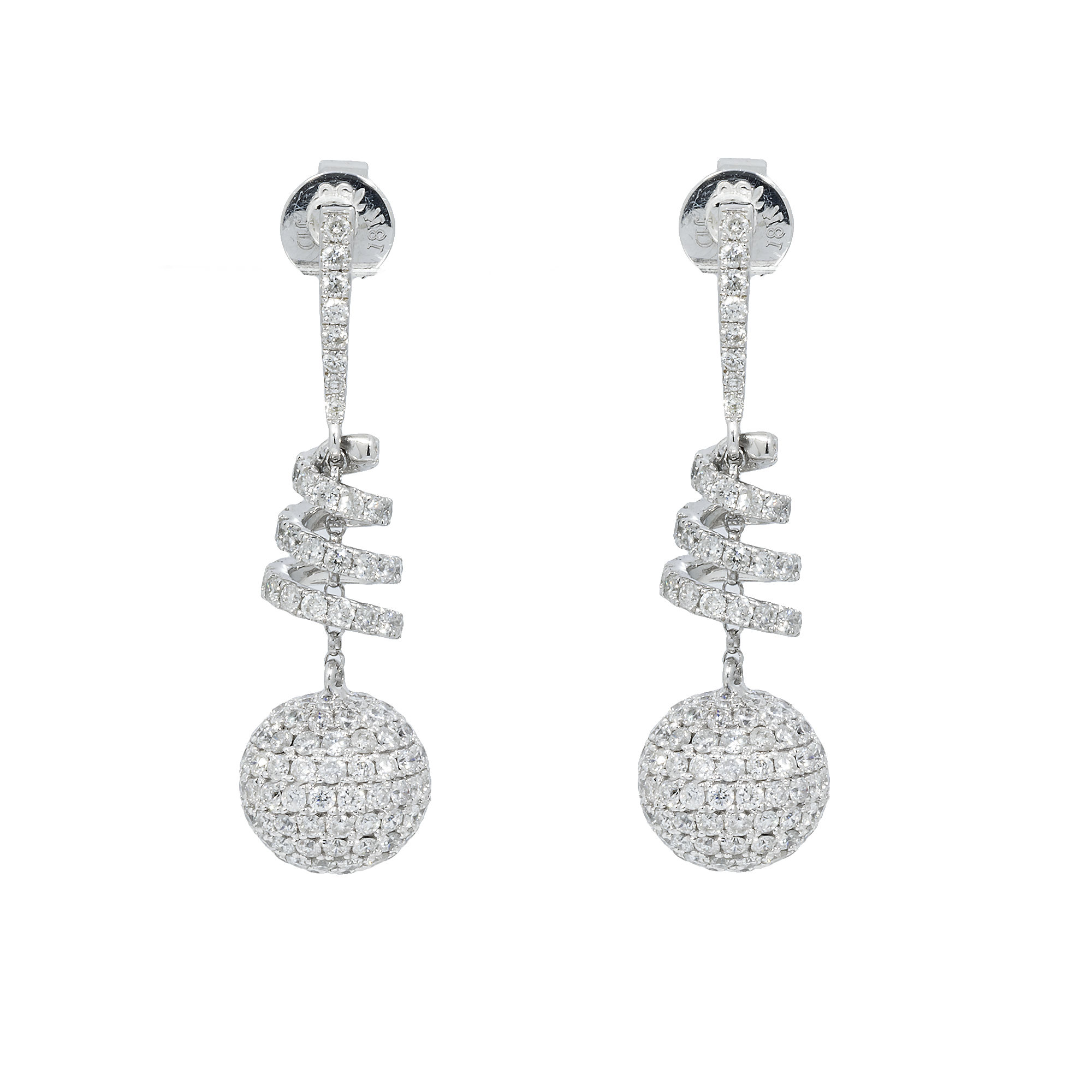 18K GOLD DIAMOND DROP EARRINGS 3.70 CTW