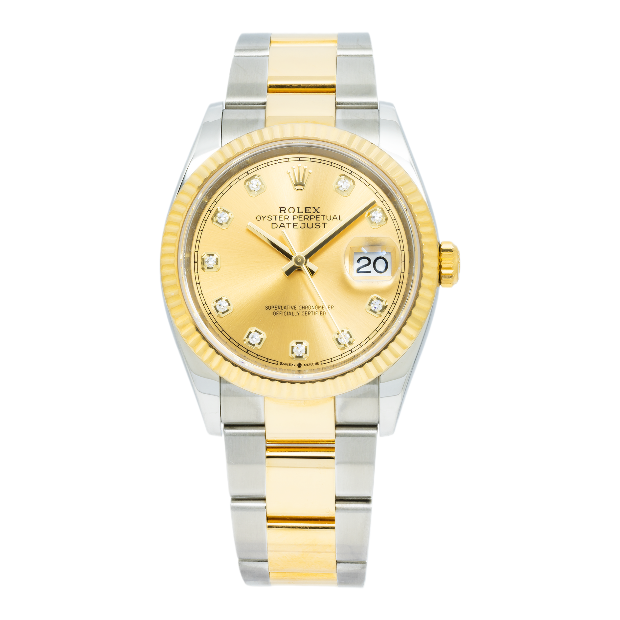 Rolex Datejust 126233 36MM Champagne Diamond Dial With Two Tone Oyster Bracelet