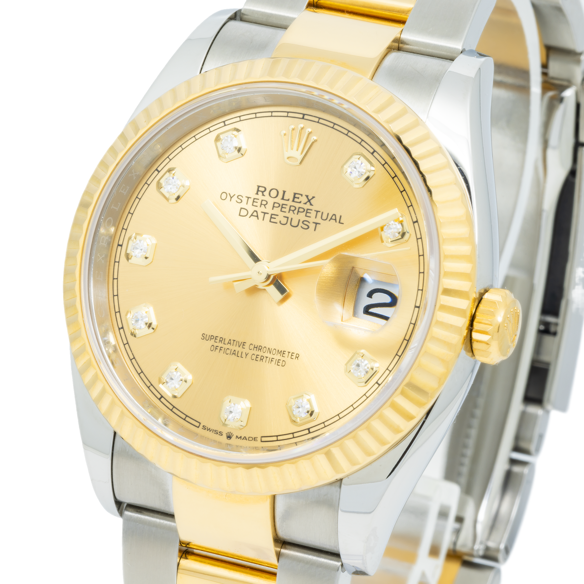 Rolex Datejust 126233 36MM Champagne Diamond Dial With Two Tone Oyster Bracelet