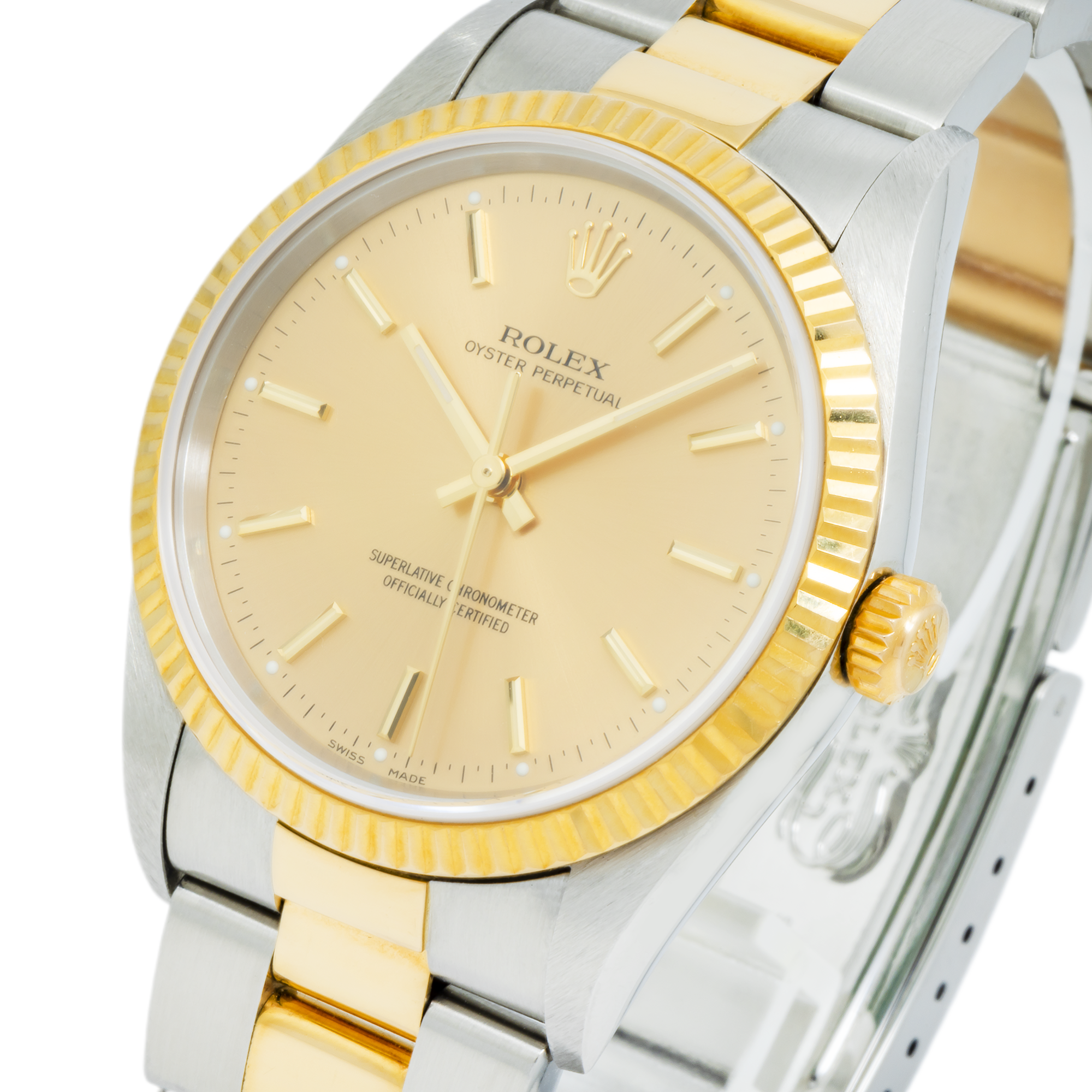 Rolex Oyster Perpetual 14233 34MM Champagne Dial With Two Tone Oyster Bracelet