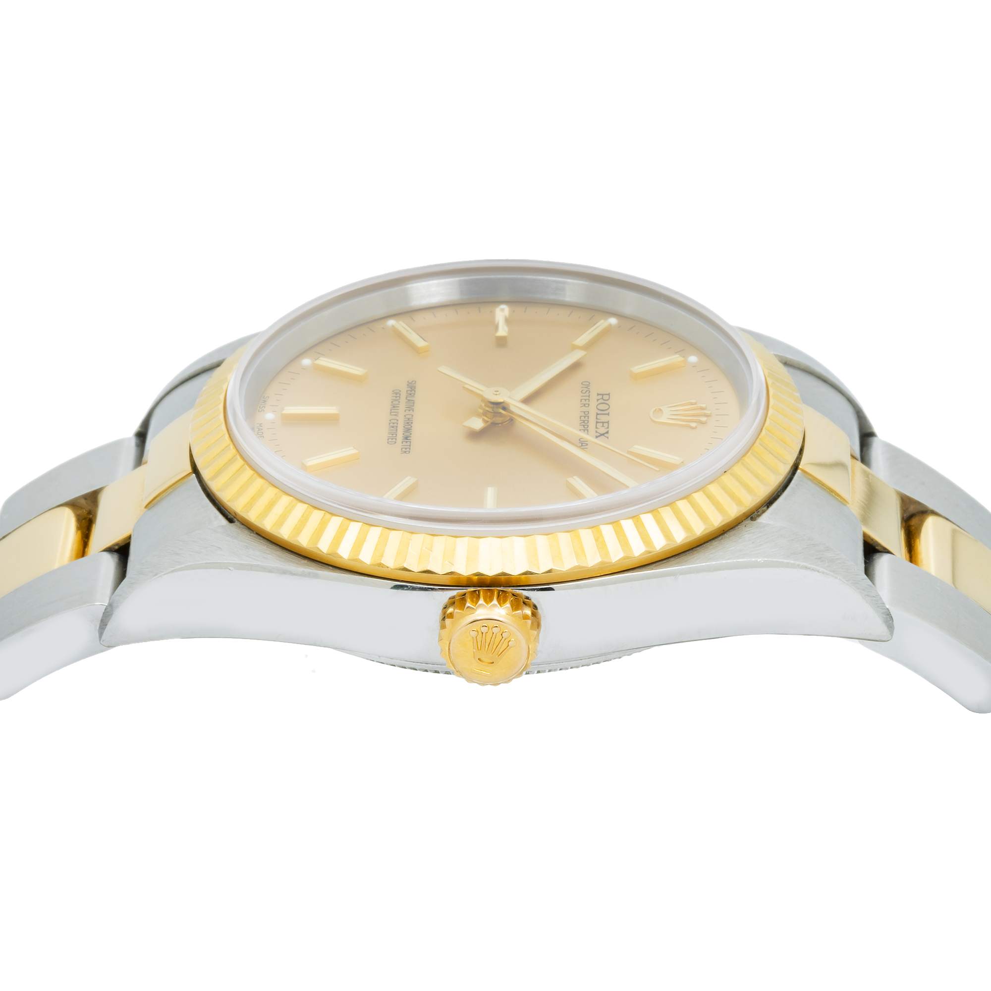 Rolex Oyster Perpetual 14233 34MM Champagne Dial With Two Tone Oyster Bracelet