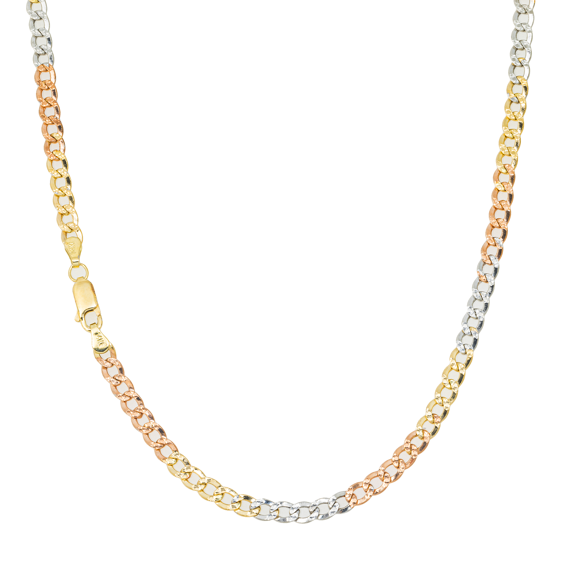 10K GOLD TRICOLOR 4.4MM CUBAN LINK CHAIN