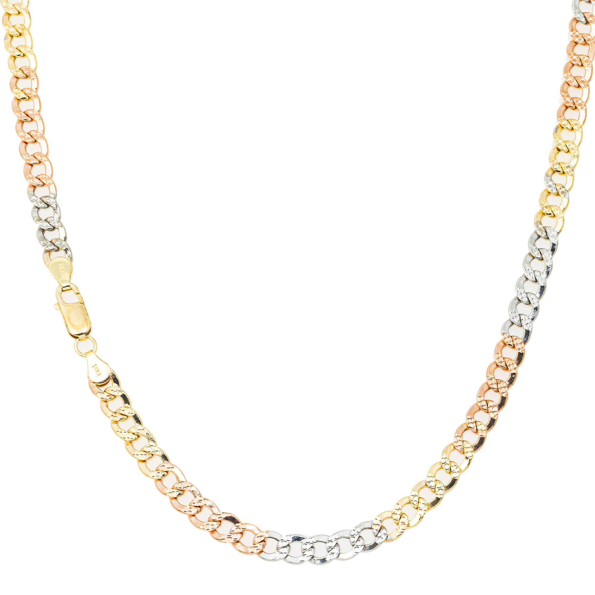14K GOLD TRICOLOR 6.5MM CUBAN LINK CHAIN