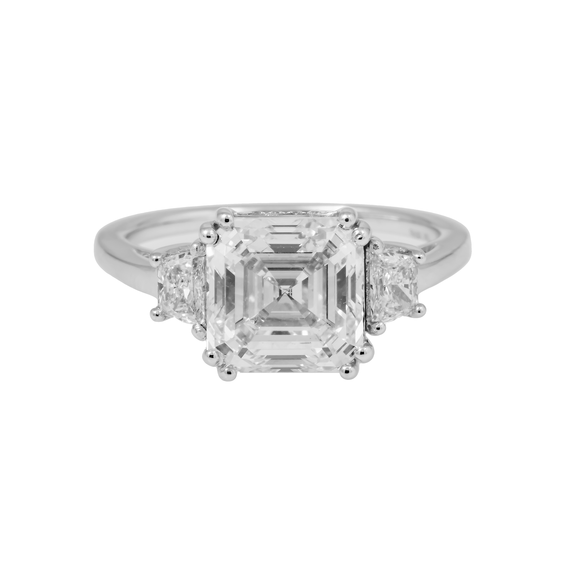 18K GOLD ASSCHER CUT LAB DIAMOND ENGAGEMENT RING 4.04 CTW