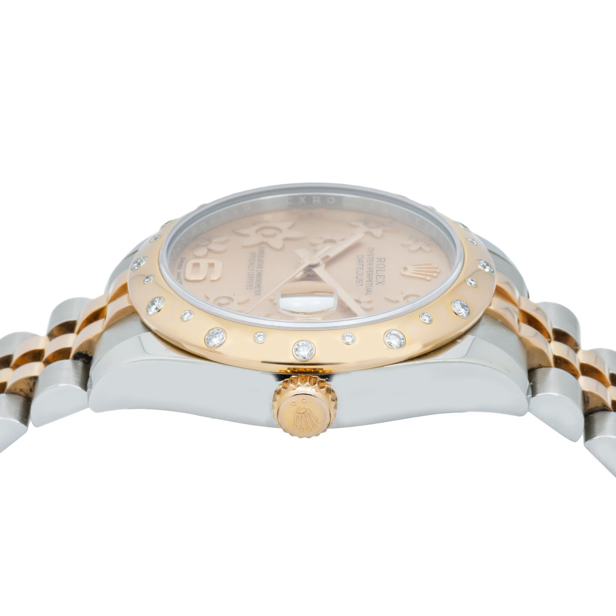 Rolex Lady-Datejust 178341 31MM Pink Raised Floral Motif Dial And Diamond Bezel With Two Tone Jubilee Bracelet