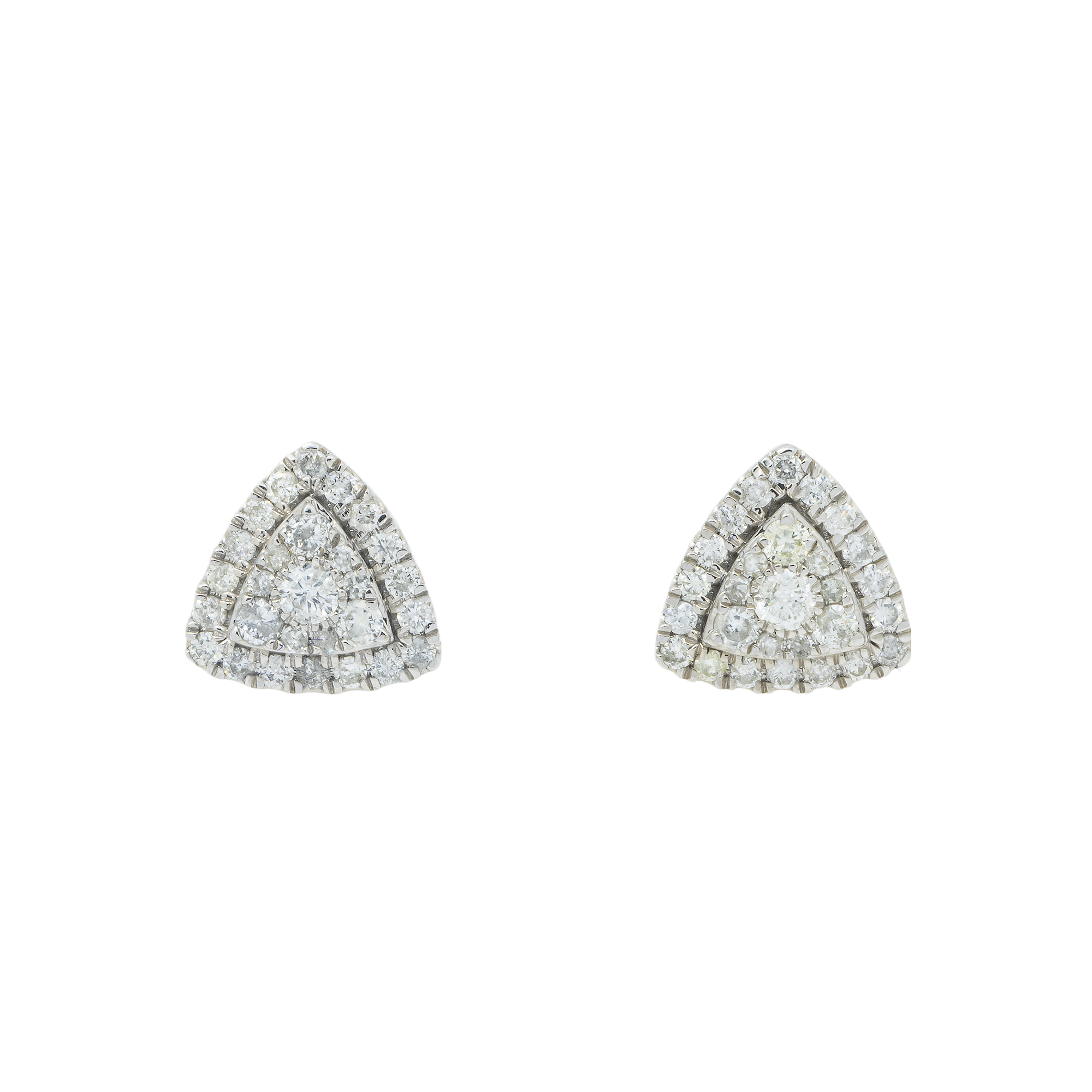 10K GOLD ROUND DIAMOND TRIANGLE SHAPE EARRINGS 1.00 CTW