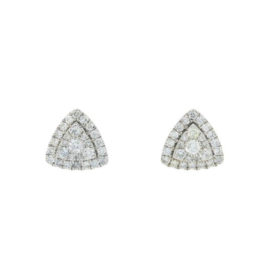10K GOLD ROUND DIAMOND TRIANGLE SHAPE EARRINGS 1.00 CTW