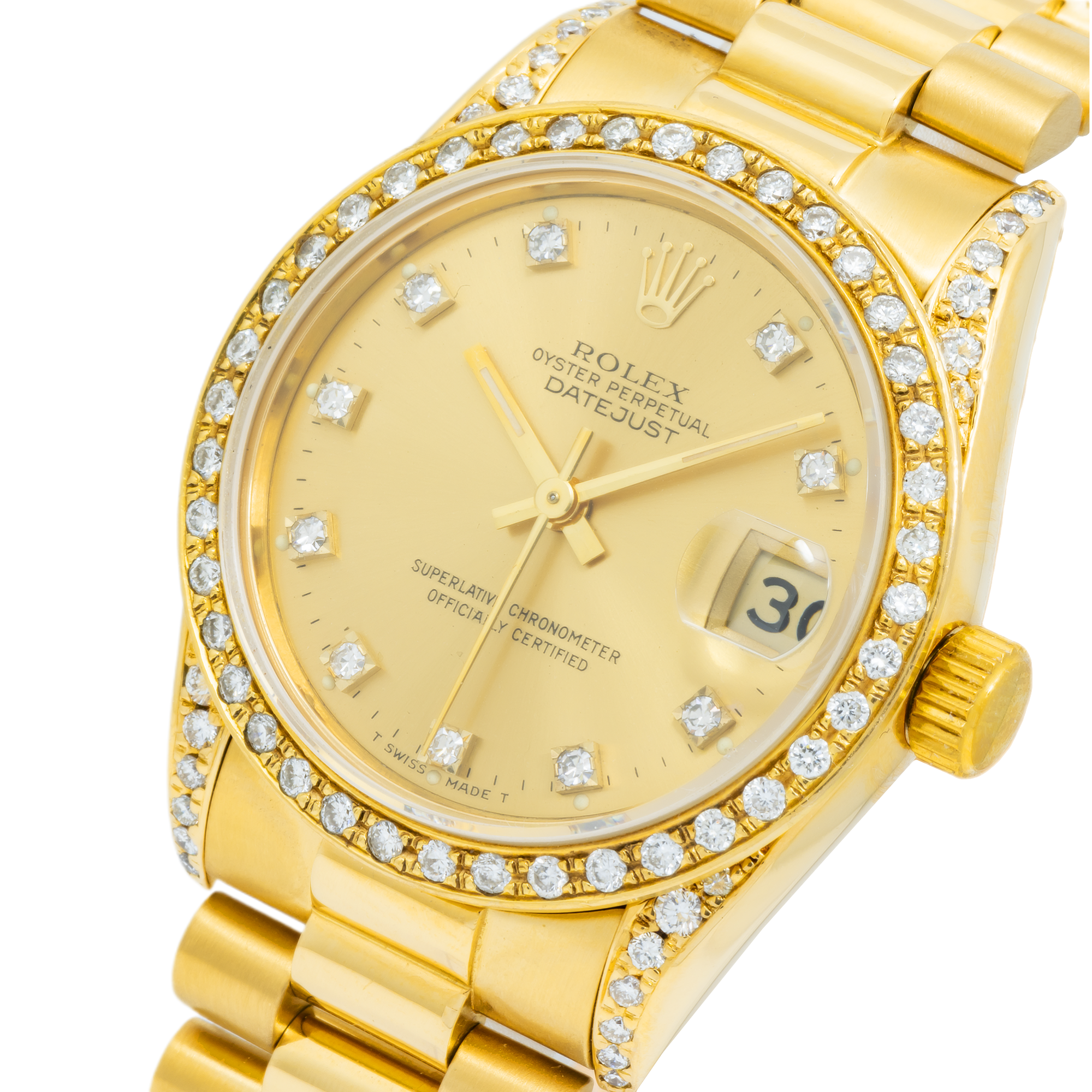 Rolex Datejust 68273 31MM Champagne Diamond Dial And Bezel With Yellow Gold Presidential Bracelet