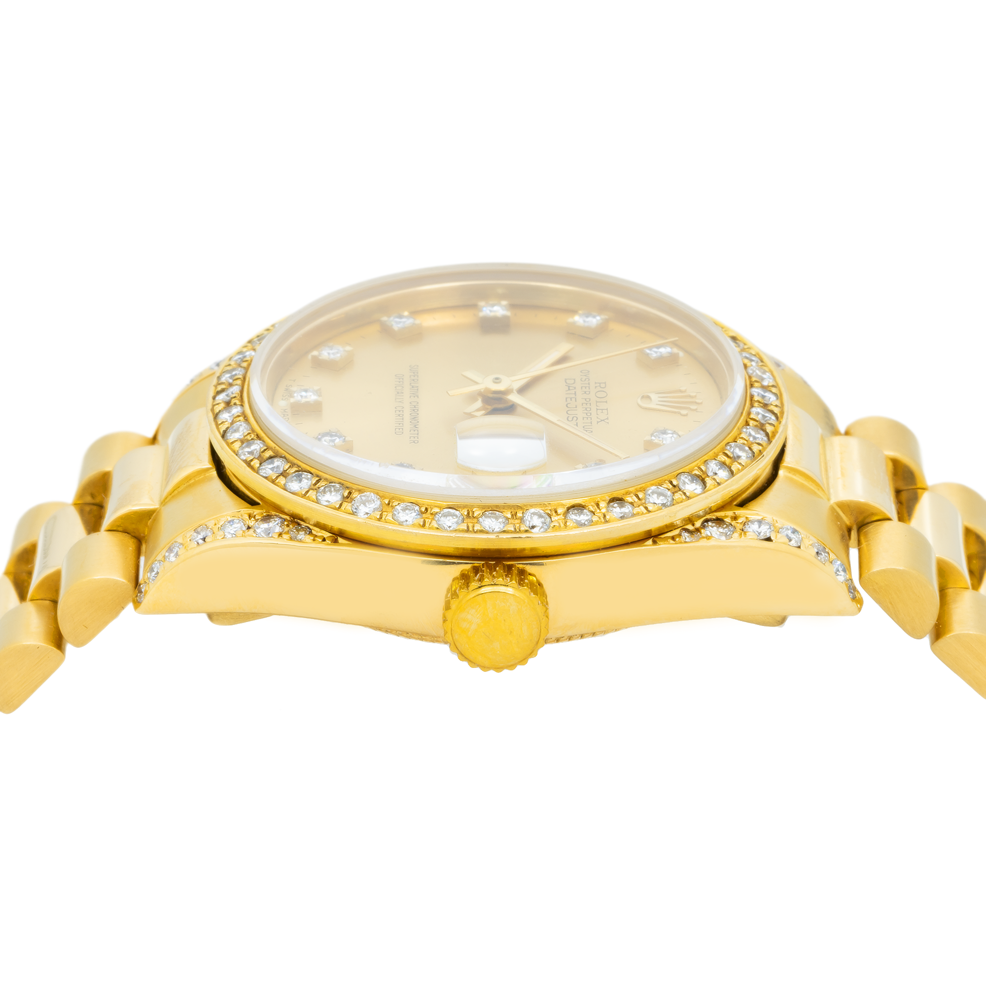 Rolex Datejust 68273 31MM Champagne Diamond Dial And Bezel With Yellow Gold Presidential Bracelet