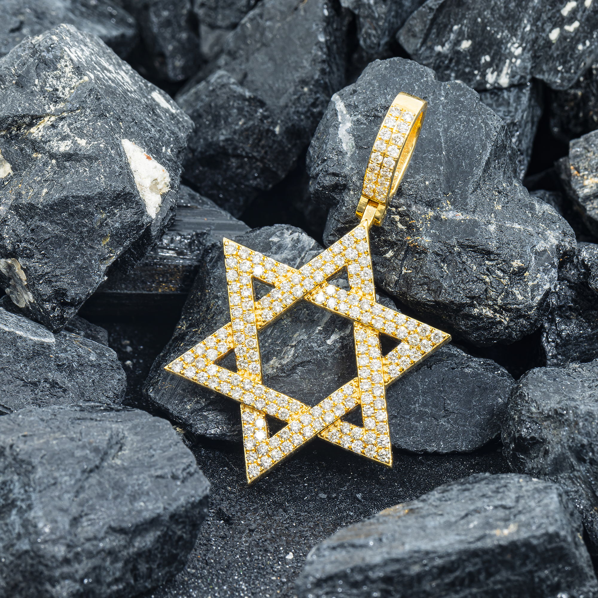 14K GOLD DIAMOND STAR OF DAVID PENDANT 2.87 CT
