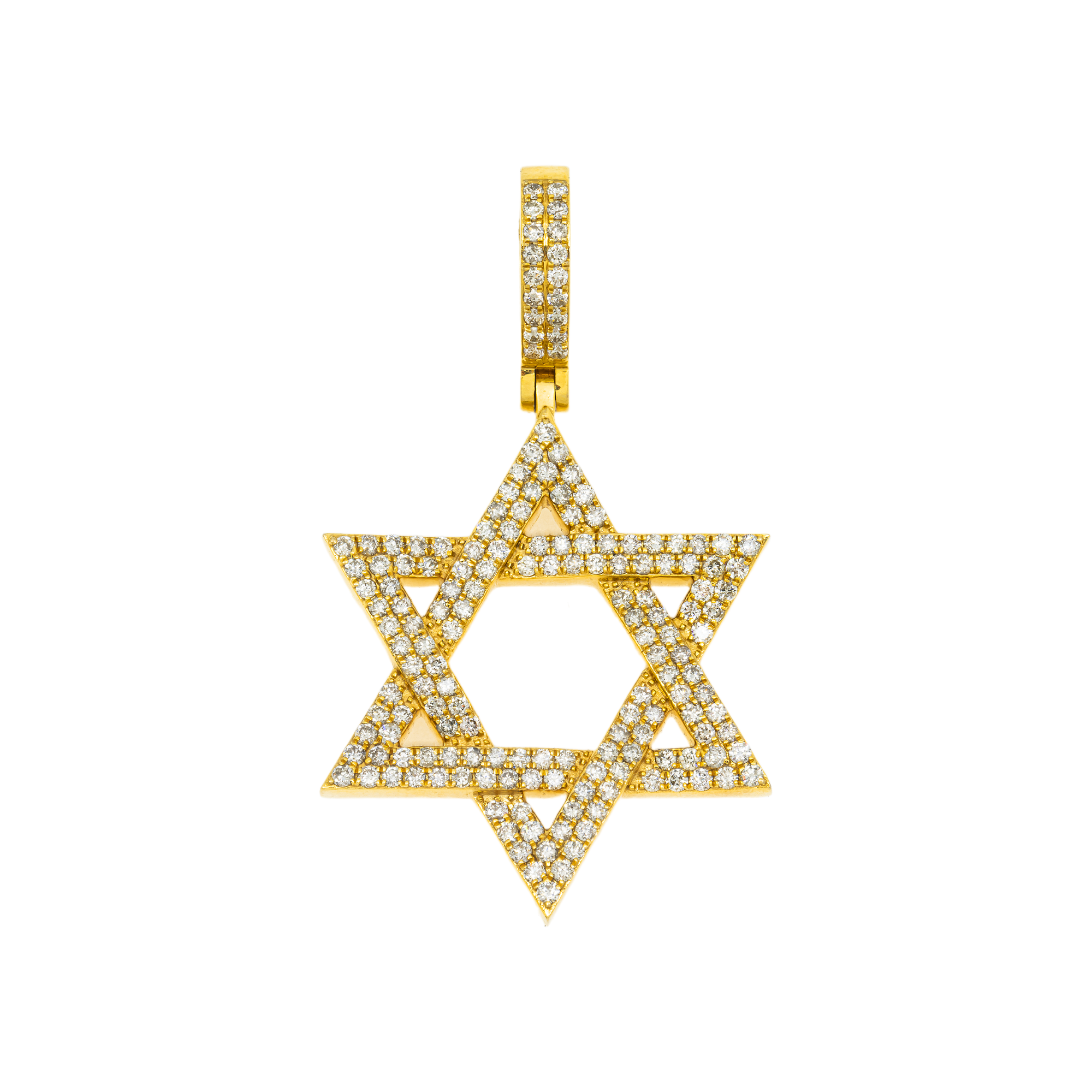 14K GOLD DIAMOND STAR OF DAVID PENDANT 2.87 CT