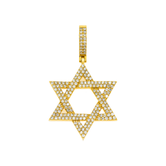 14K GOLD DIAMOND STAR OF DAVID PENDANT 2.87 CT