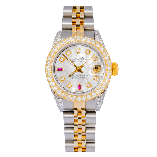 ROLEX LADY-DATEJUST 69173 26MM WHITE MOP DIAMOND DIAL WITH 2.75 CT DIAMONDS