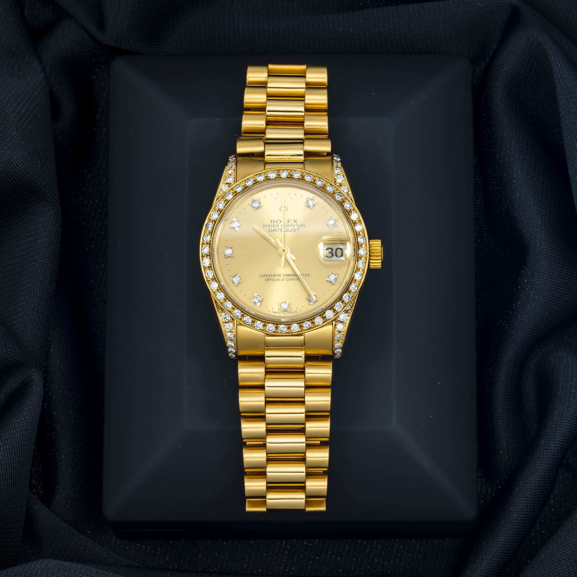 Rolex Datejust 68273 31MM Champagne Diamond Dial And Bezel With Yellow Gold Presidential Bracelet