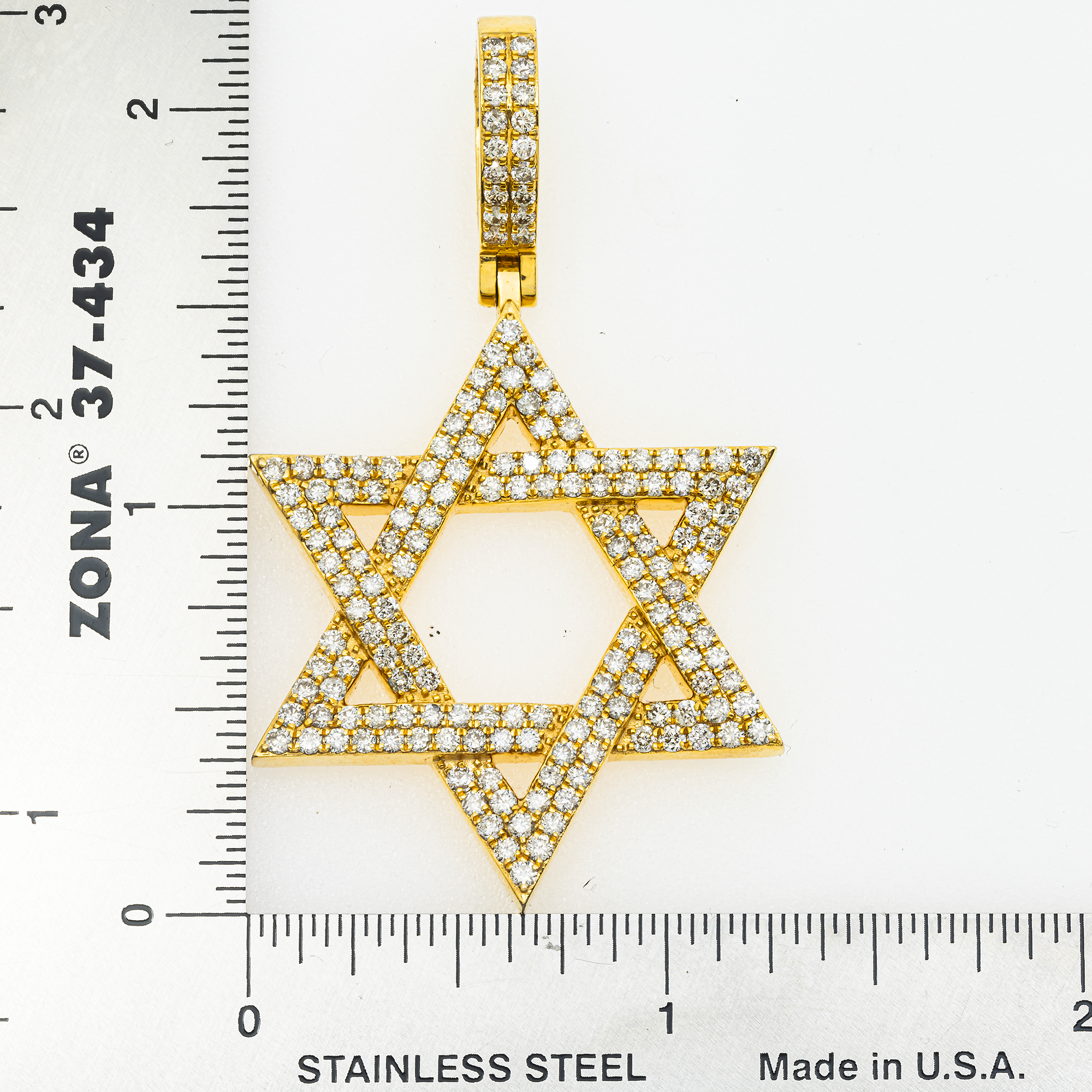 14K GOLD DIAMOND STAR OF DAVID PENDANT 2.87 CT