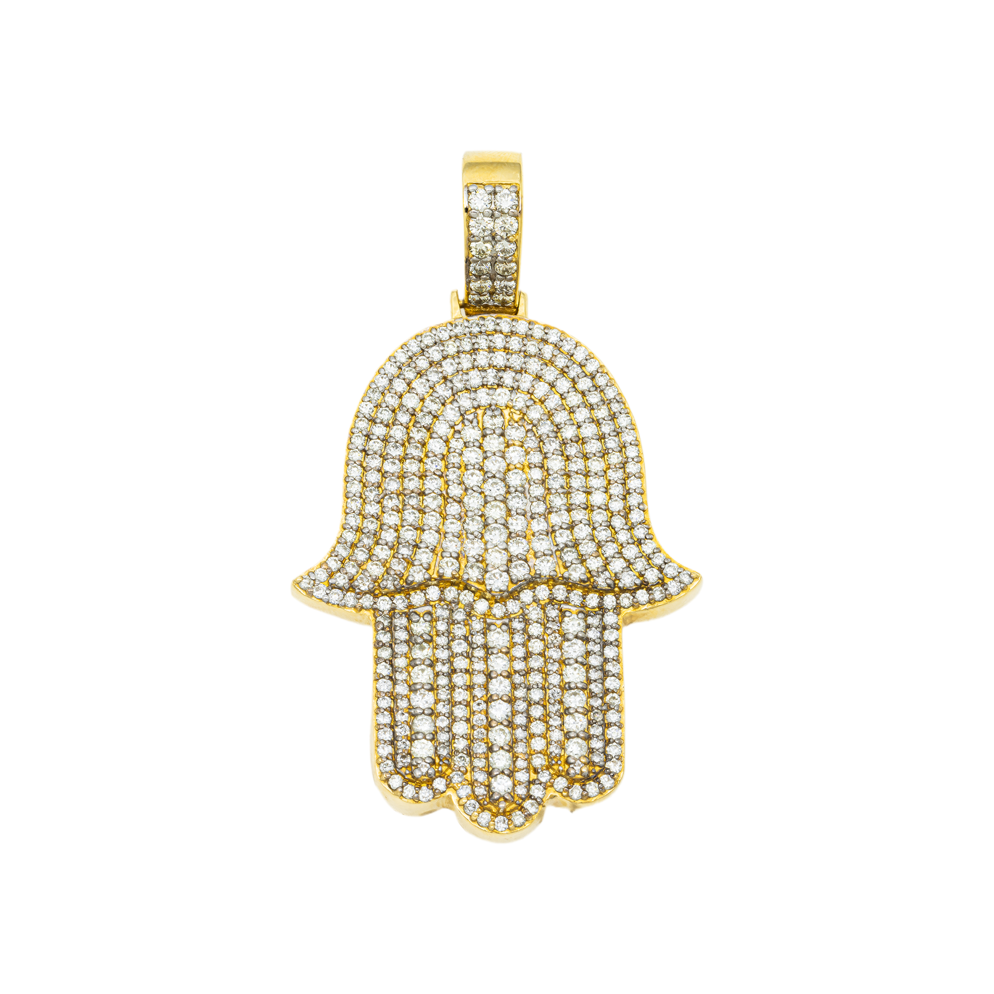 14K GOLD DIAMOND HAMSA PENDANT 4.70 CT