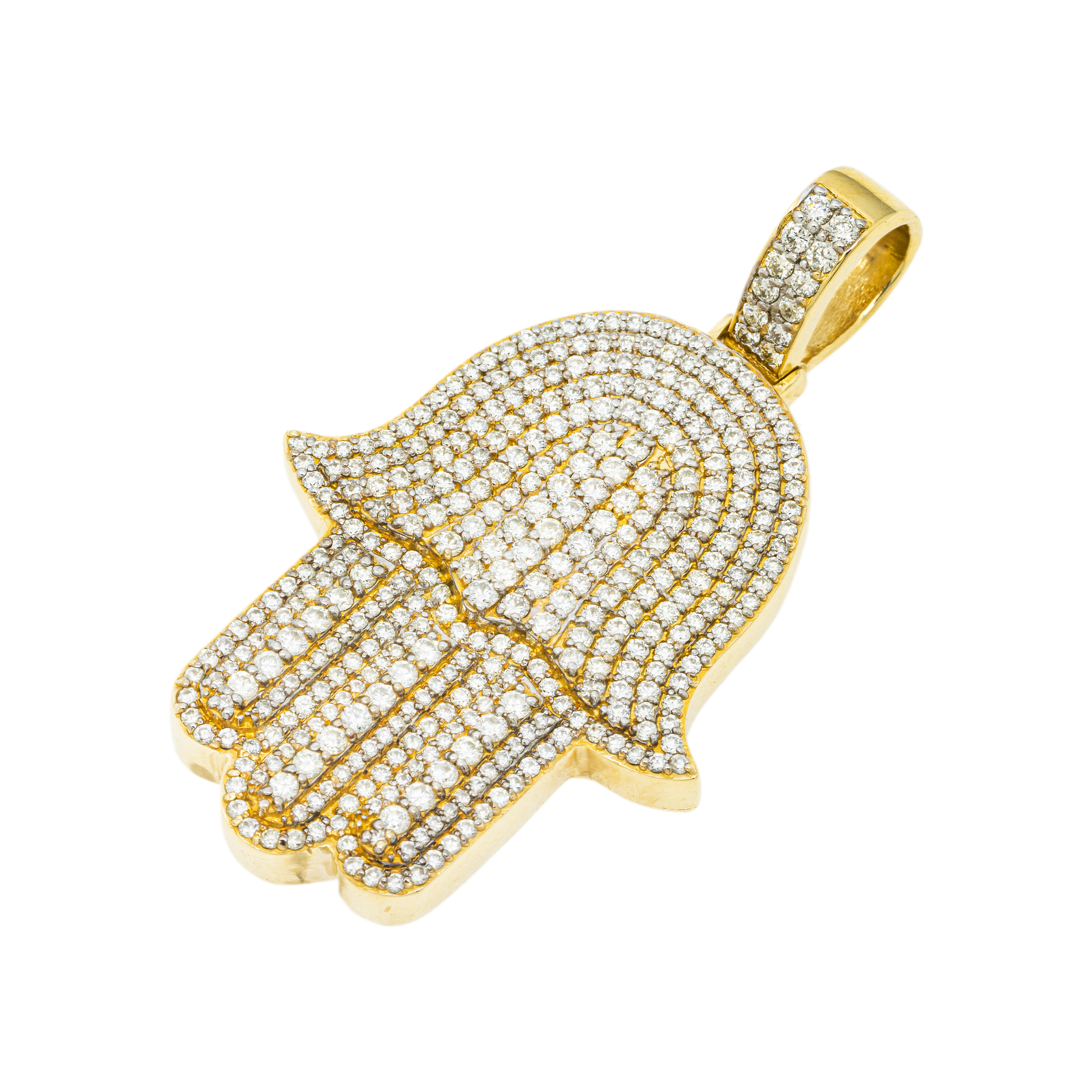 14K GOLD DIAMOND HAMSA PENDANT 4.70 CT