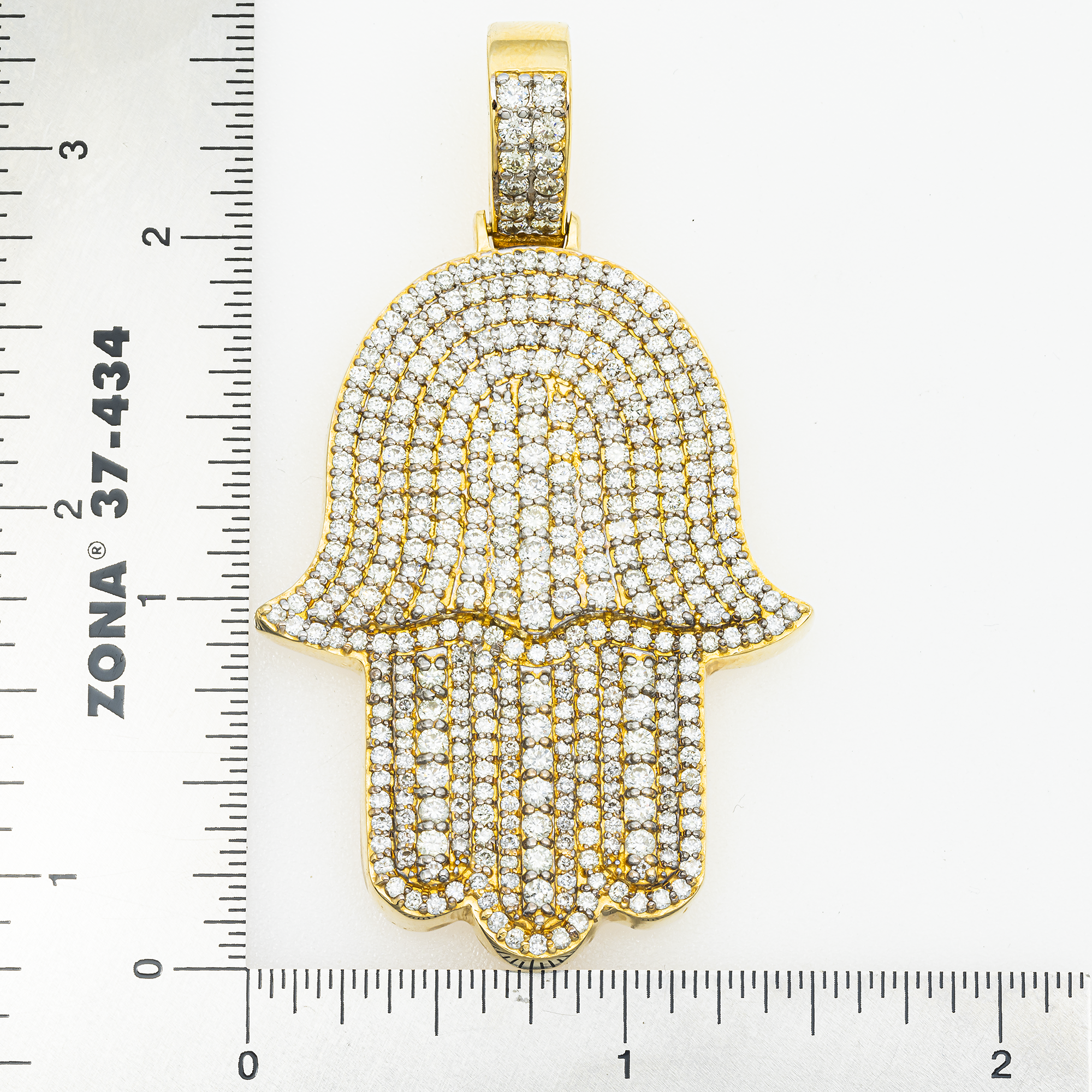 14K GOLD DIAMOND HAMSA PENDANT 4.70 CT