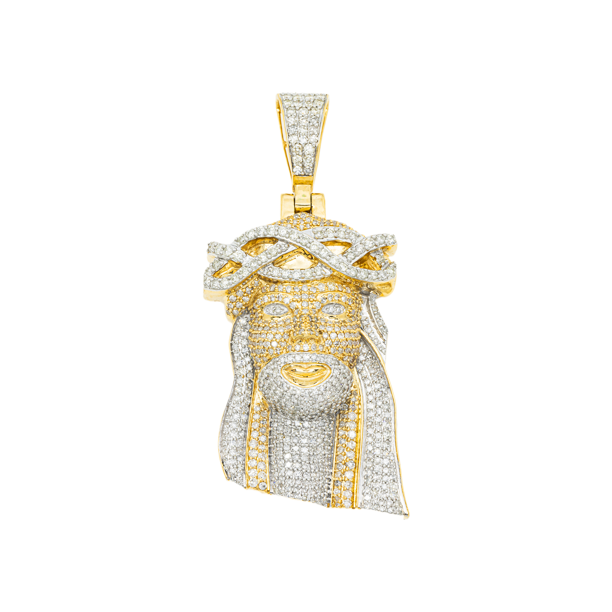10K GOLD DIAMIND JESUS HEAD PENDANT 4.21 CT